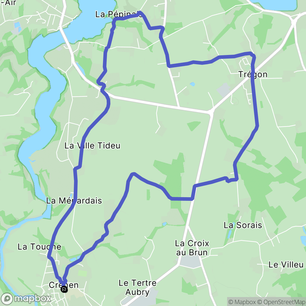 Créhen : carte du parcours de randonnée - France