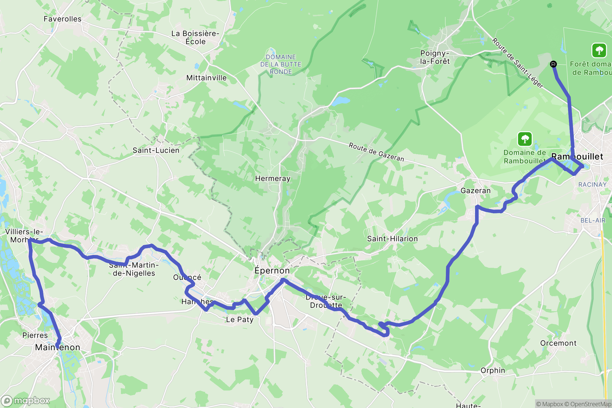 Rambouillet : carte du parcours de randonnée - France