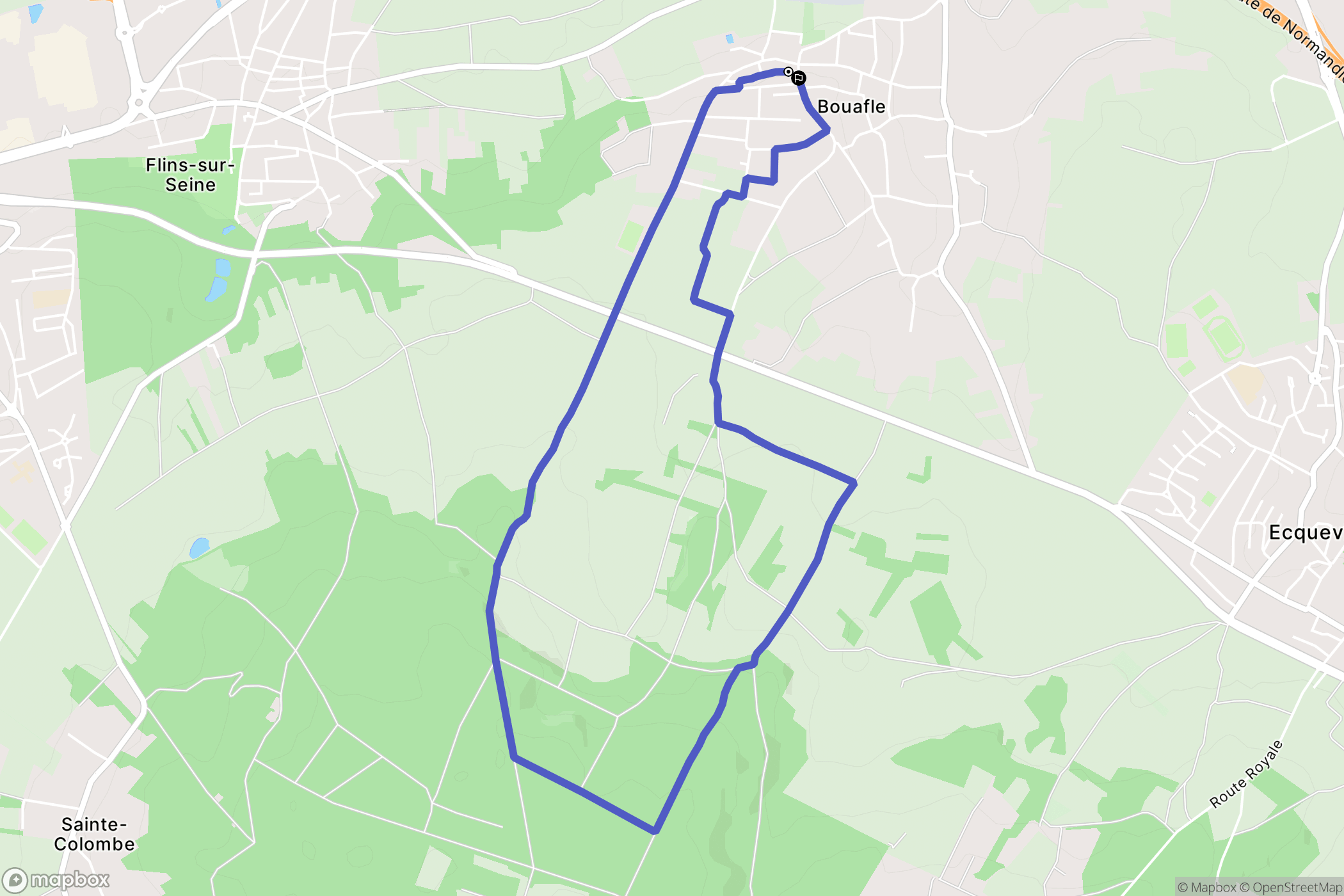 Bouafle : carte du parcours de randonnée - France