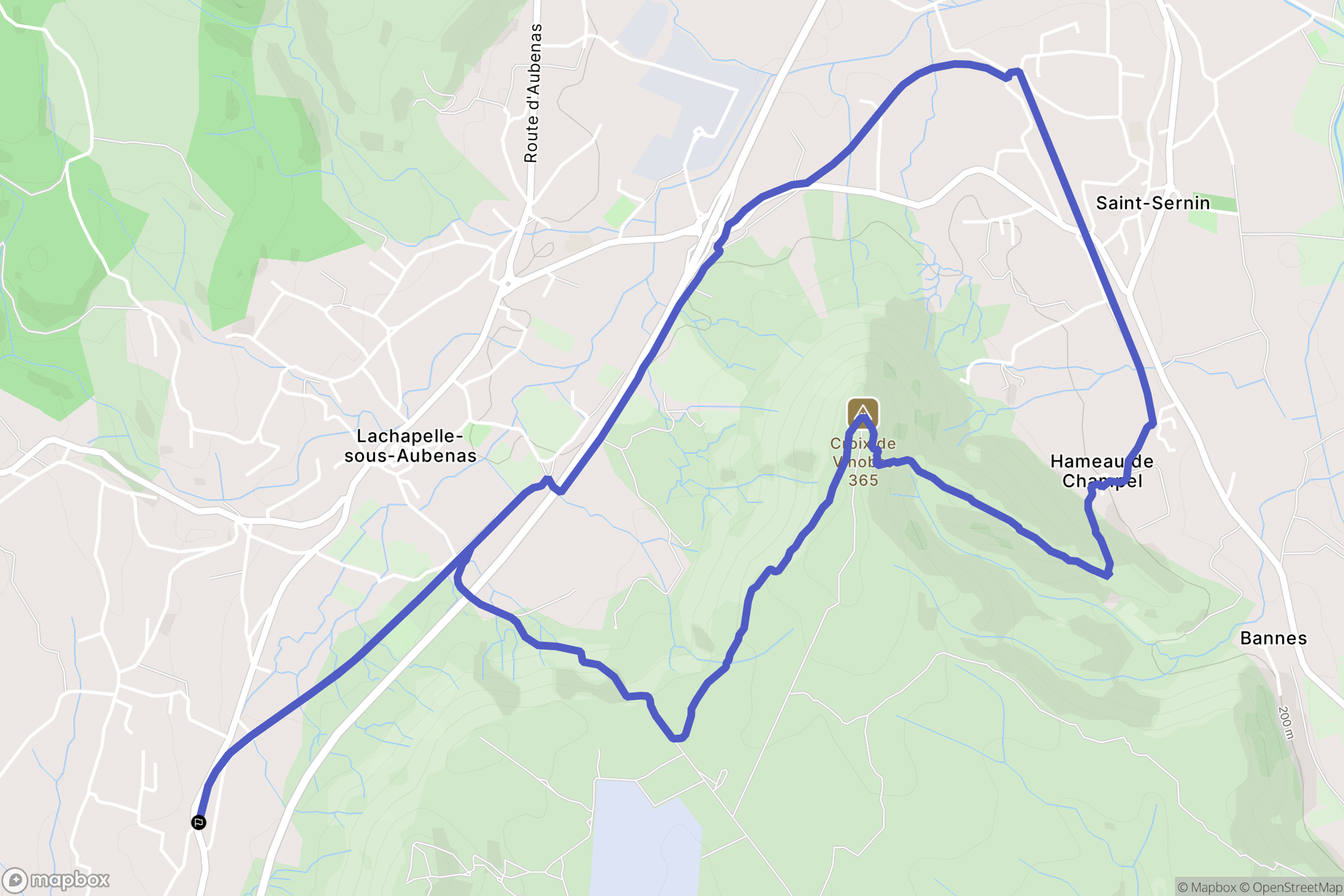 Lachapelle-Sous-Aubenas : carte du parcours de randonnée - France