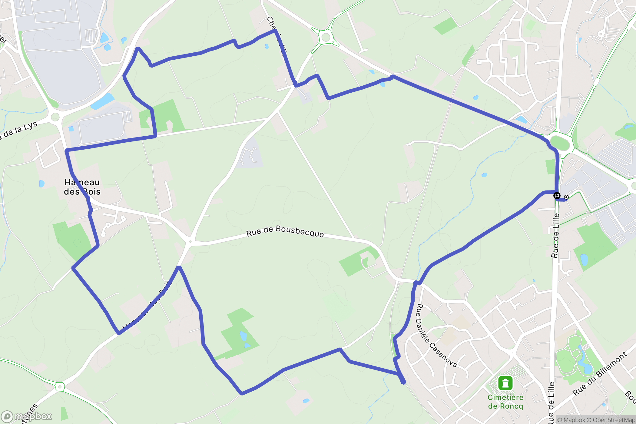 Roncq : carte du parcours de randonnée - France