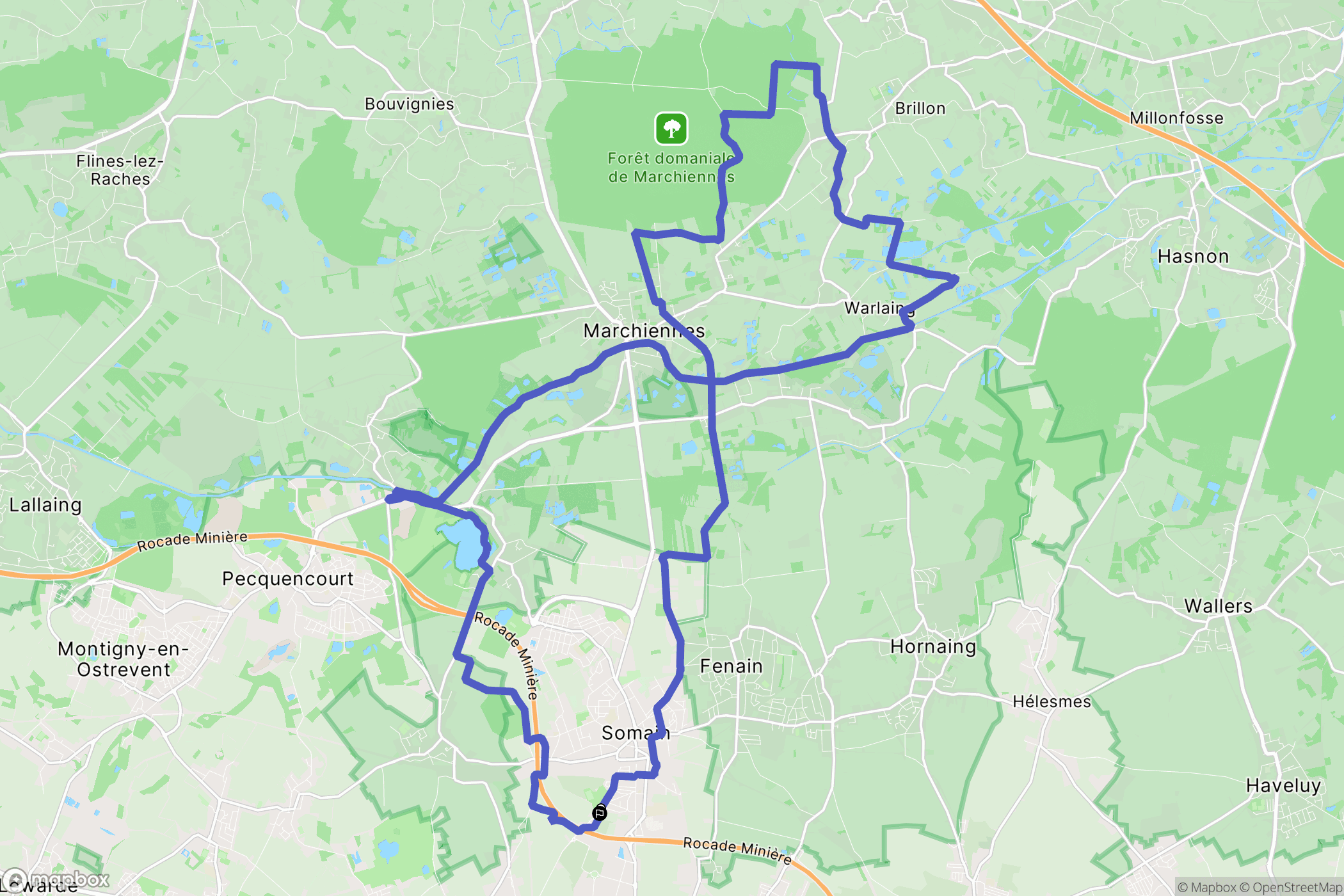 Somain : carte du parcours de randonnée - France