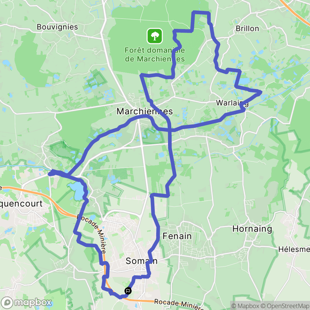 Somain : carte du parcours de randonnée - France