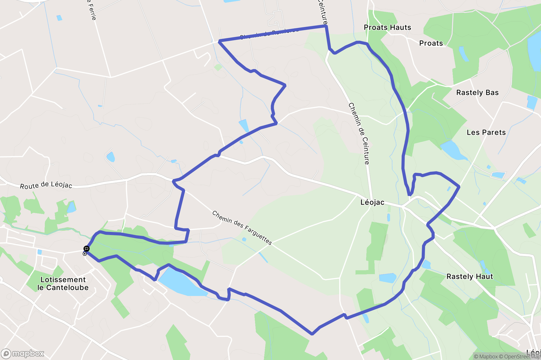 Montauban : carte du parcours de randonnée - France