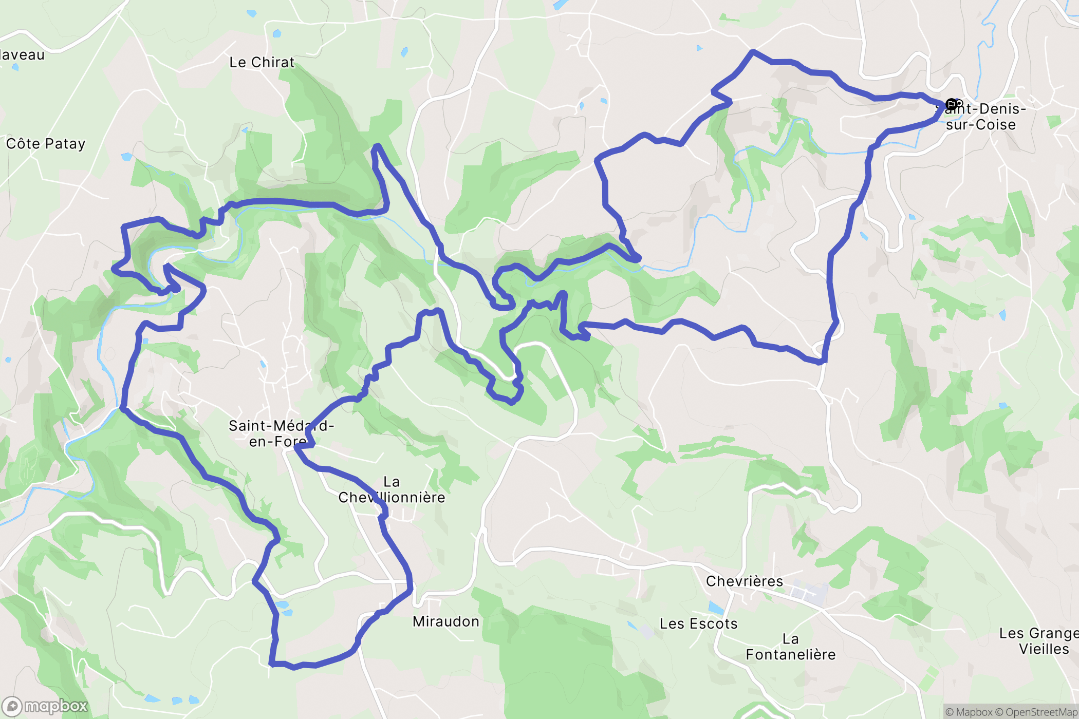 Saint-Denis-sur-Coise : carte du parcours de randonnée - France