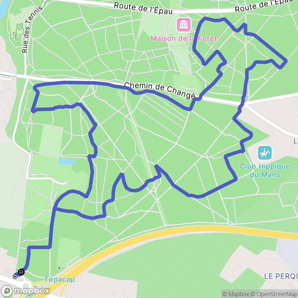 Le Mans : carte du parcours de randonnée - France