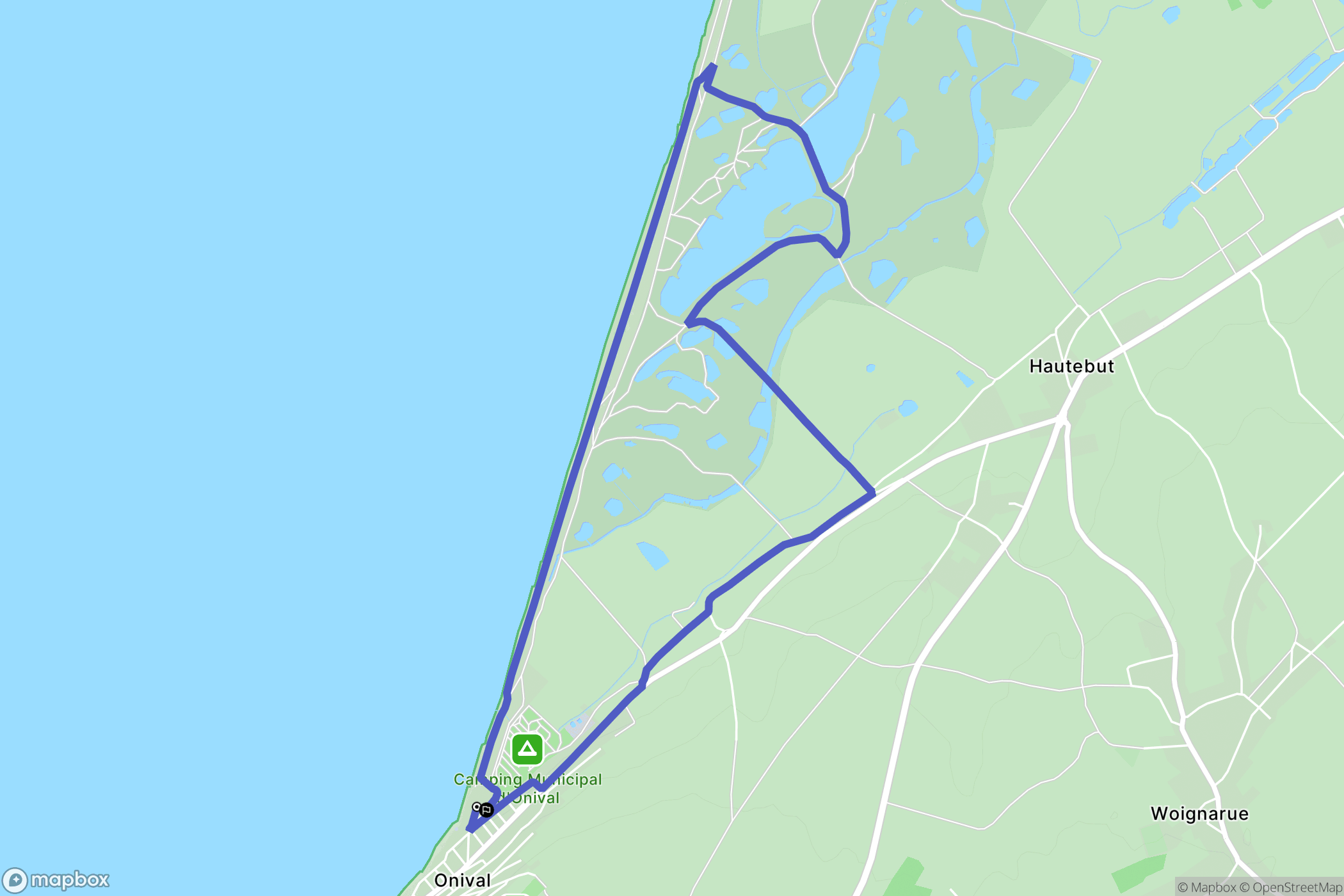 Woignarue : carte du parcours de randonnée - France