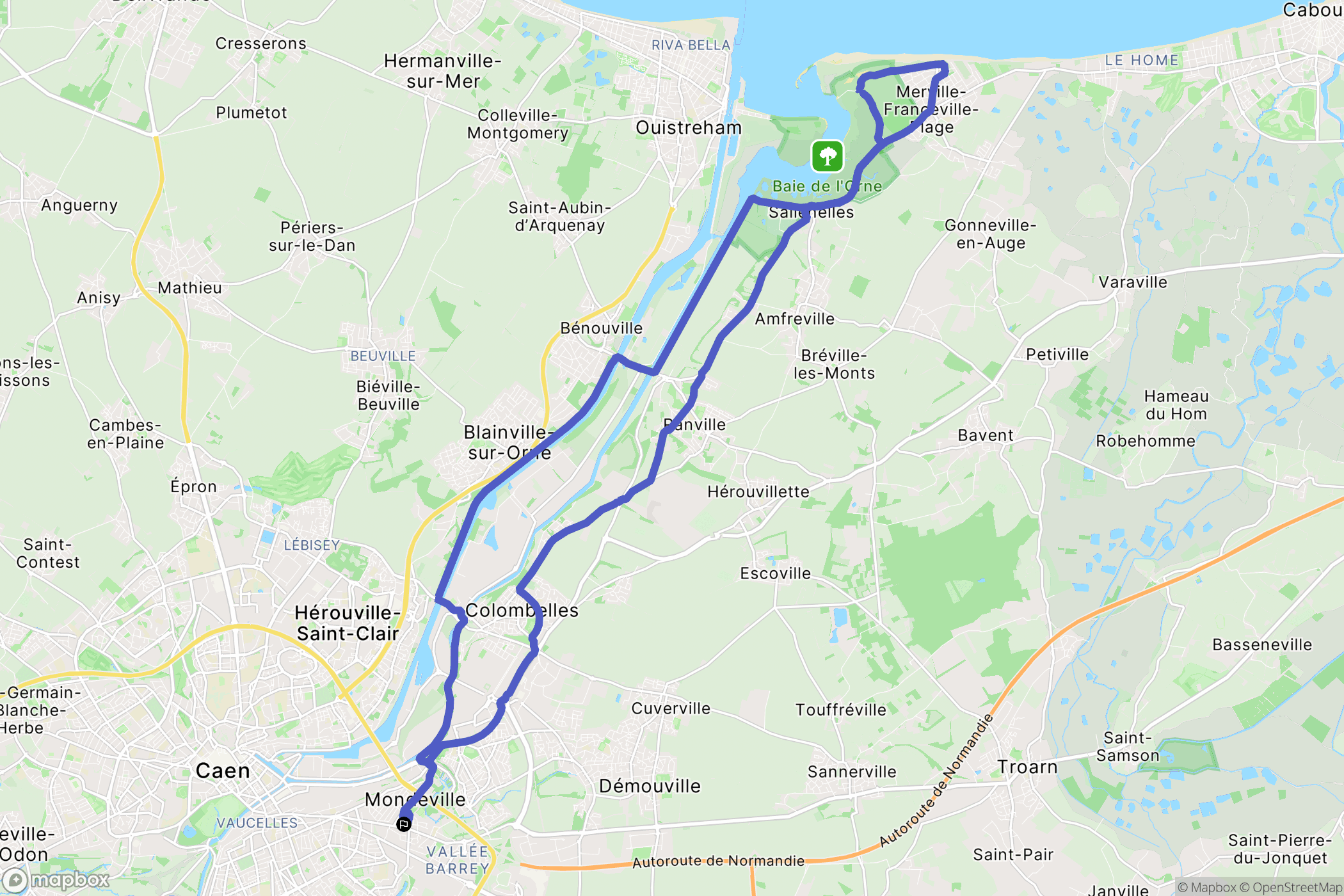 Mondeville : carte du parcours de randonnée - France