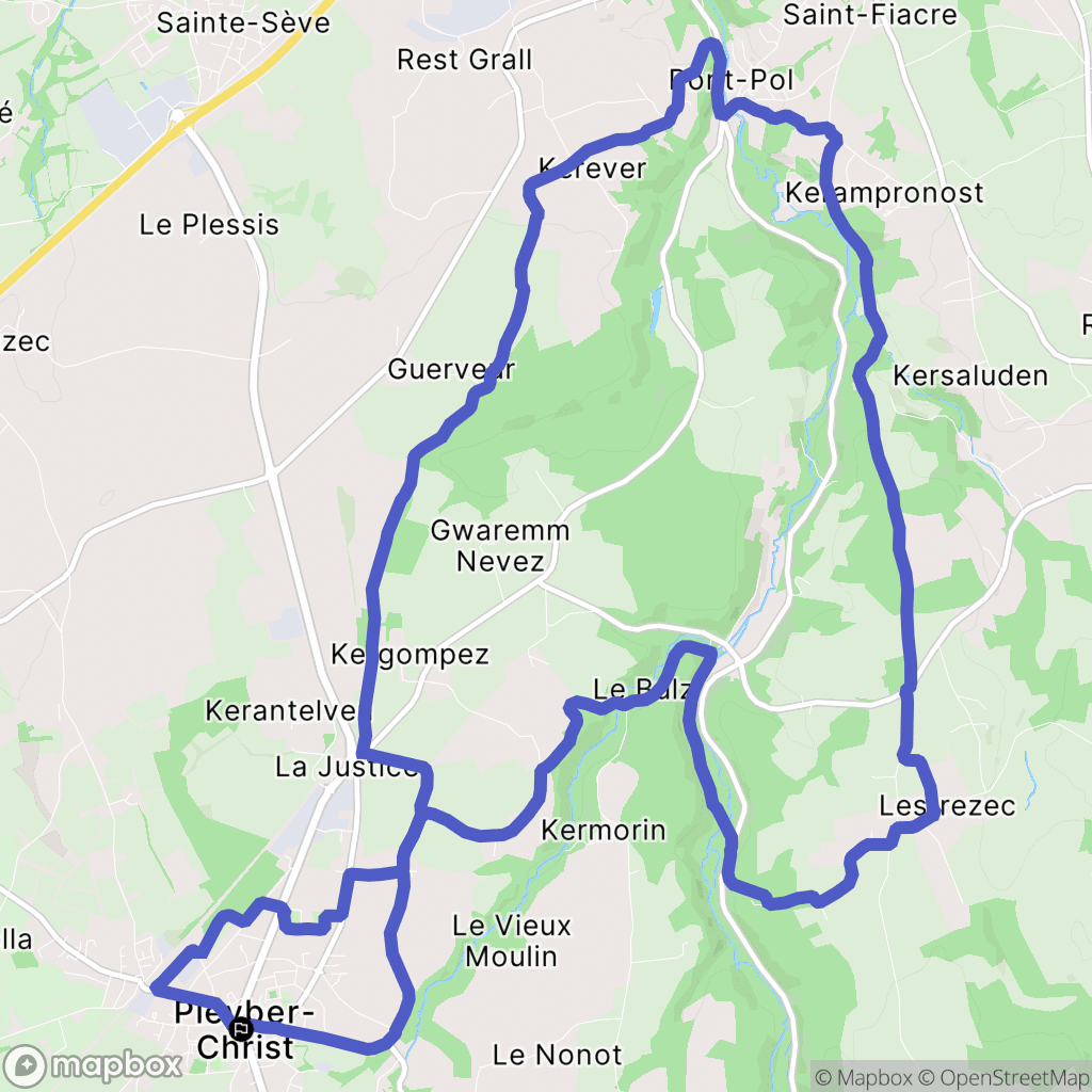 Pleyber-Christ : carte du parcours de randonnée - France