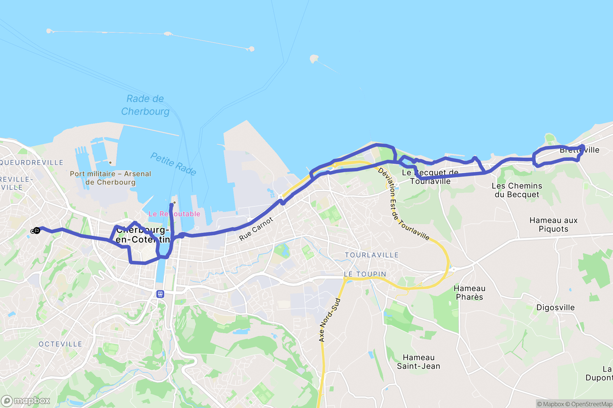 Cherbourg-en-Cotentin : carte du parcours de randonnée - France