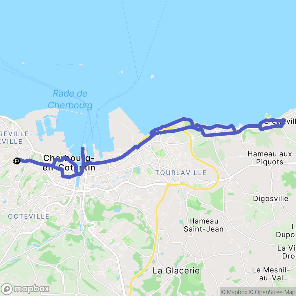 Cherbourg-en-Cotentin : carte du parcours de randonnée - France