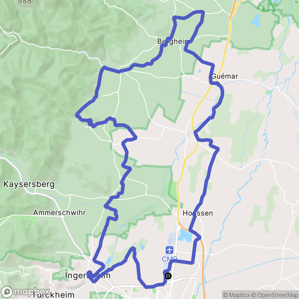 Colmar : carte du parcours de randonnée - France