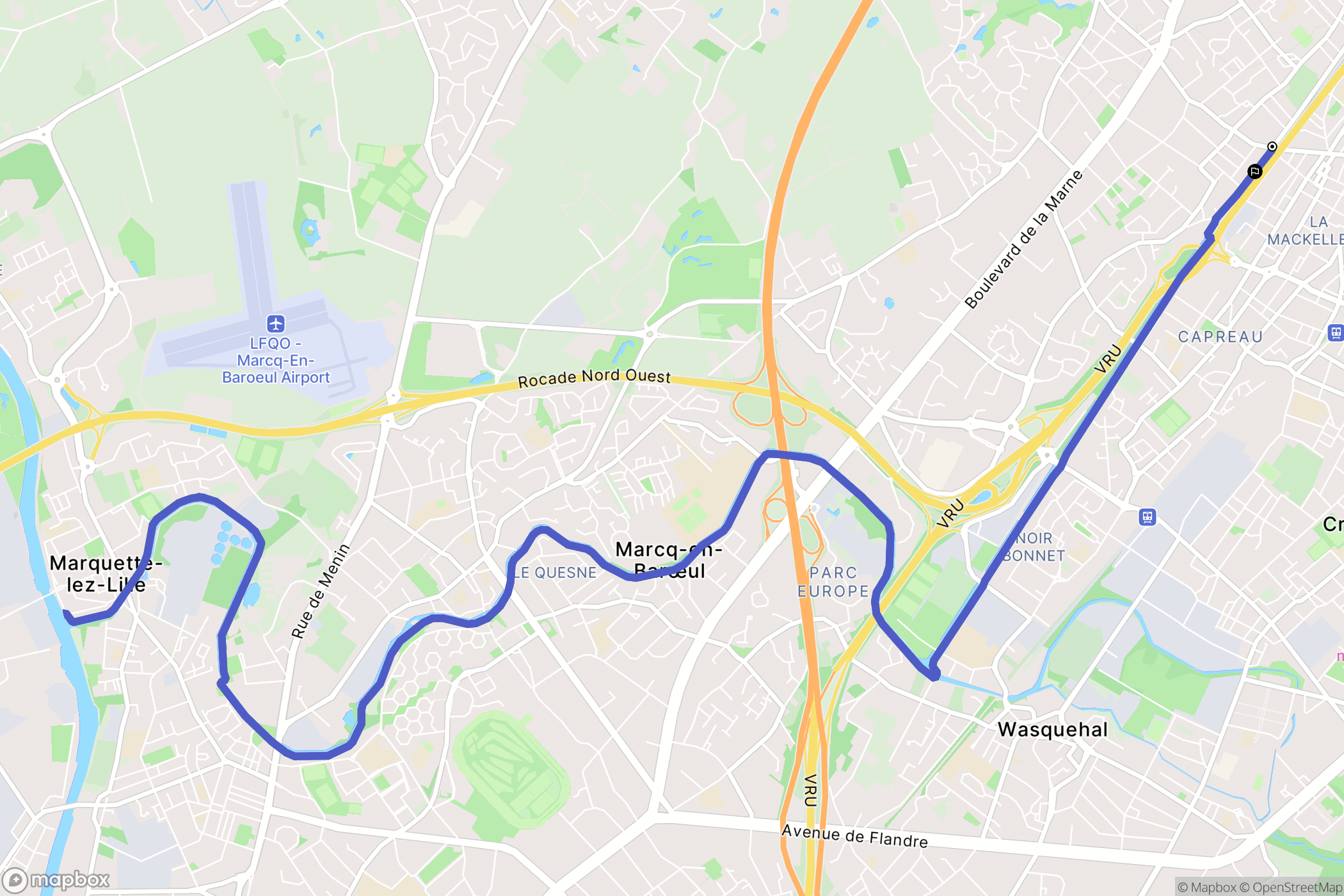 Tourcoing : carte du parcours de randonnée - France