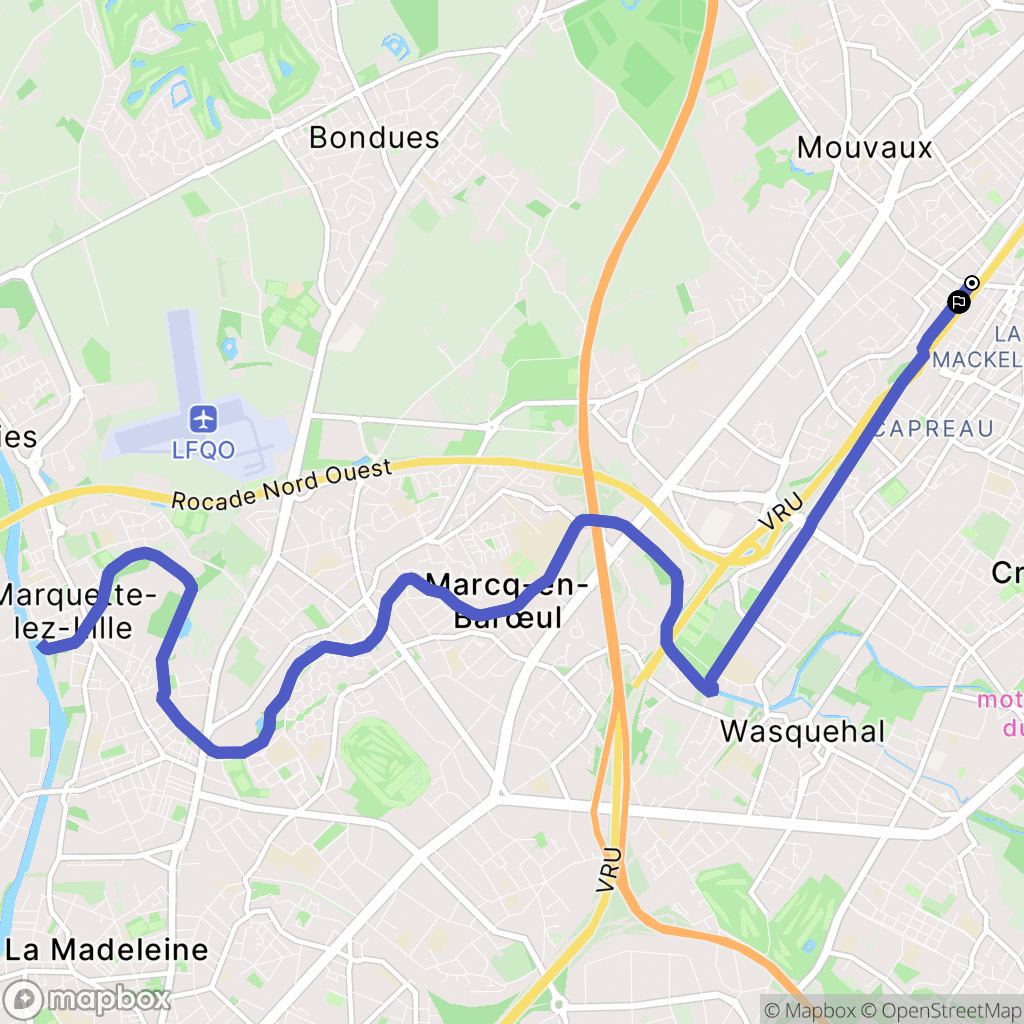 Tourcoing : carte du parcours de randonnée - France