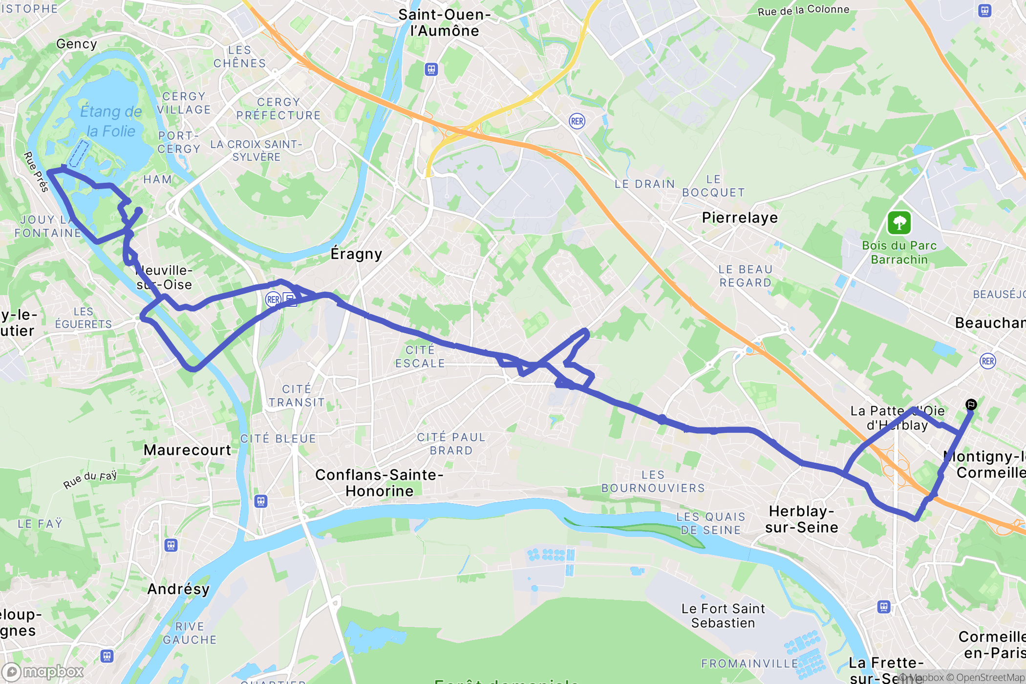 Montigny-lès-Cormeilles : carte du parcours de randonnée - France
