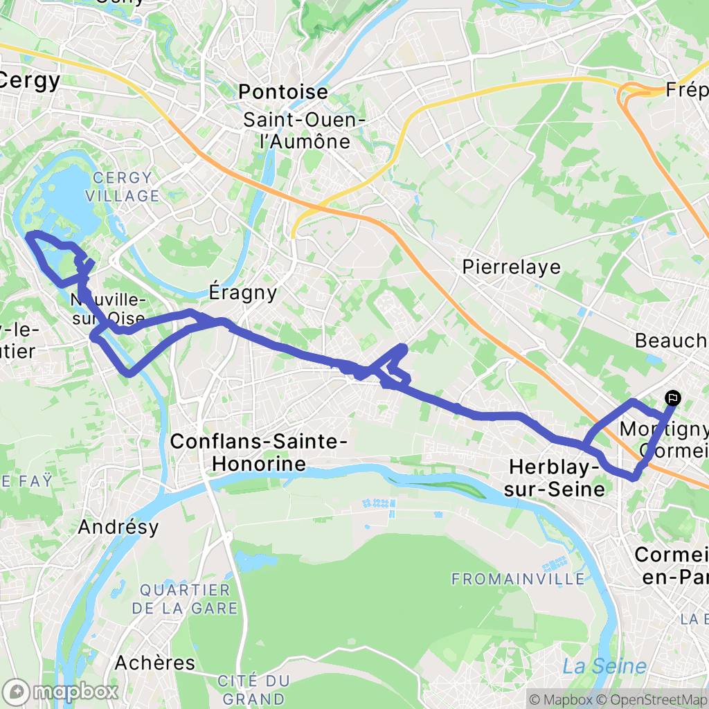 Montigny-lès-Cormeilles : carte du parcours de randonnée - France