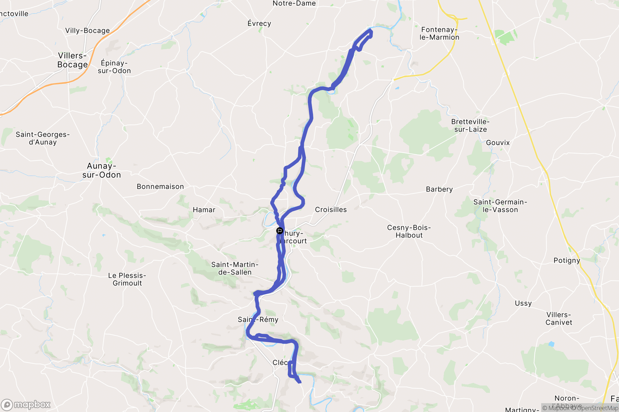 Le Hom : carte du parcours de randonnée - France