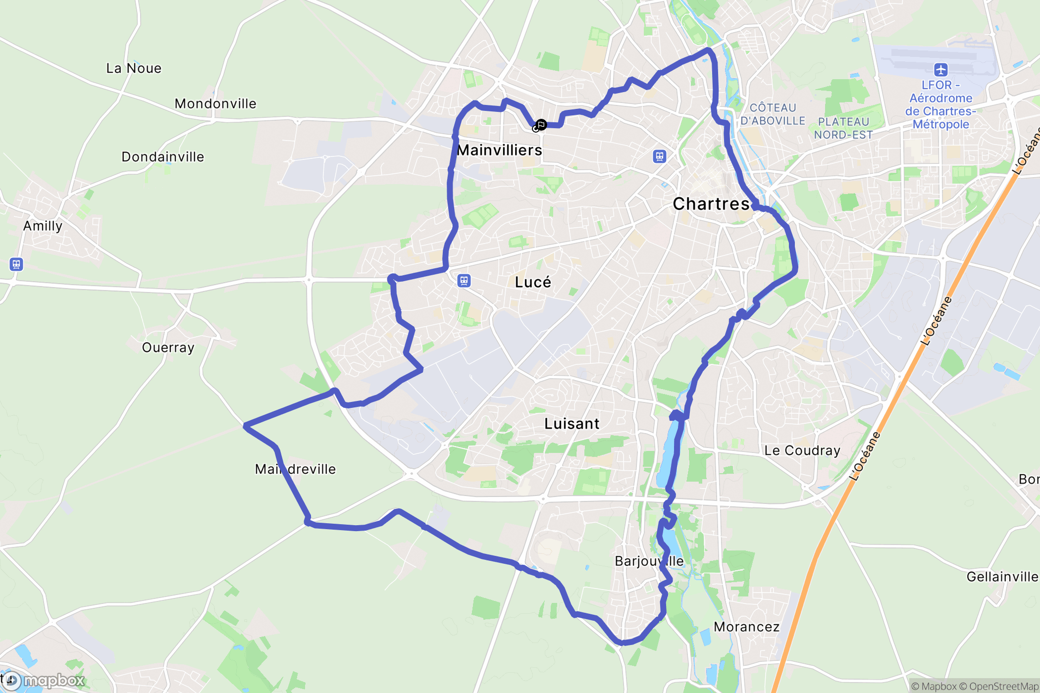 Mainvilliers : carte du parcours de randonnée - France