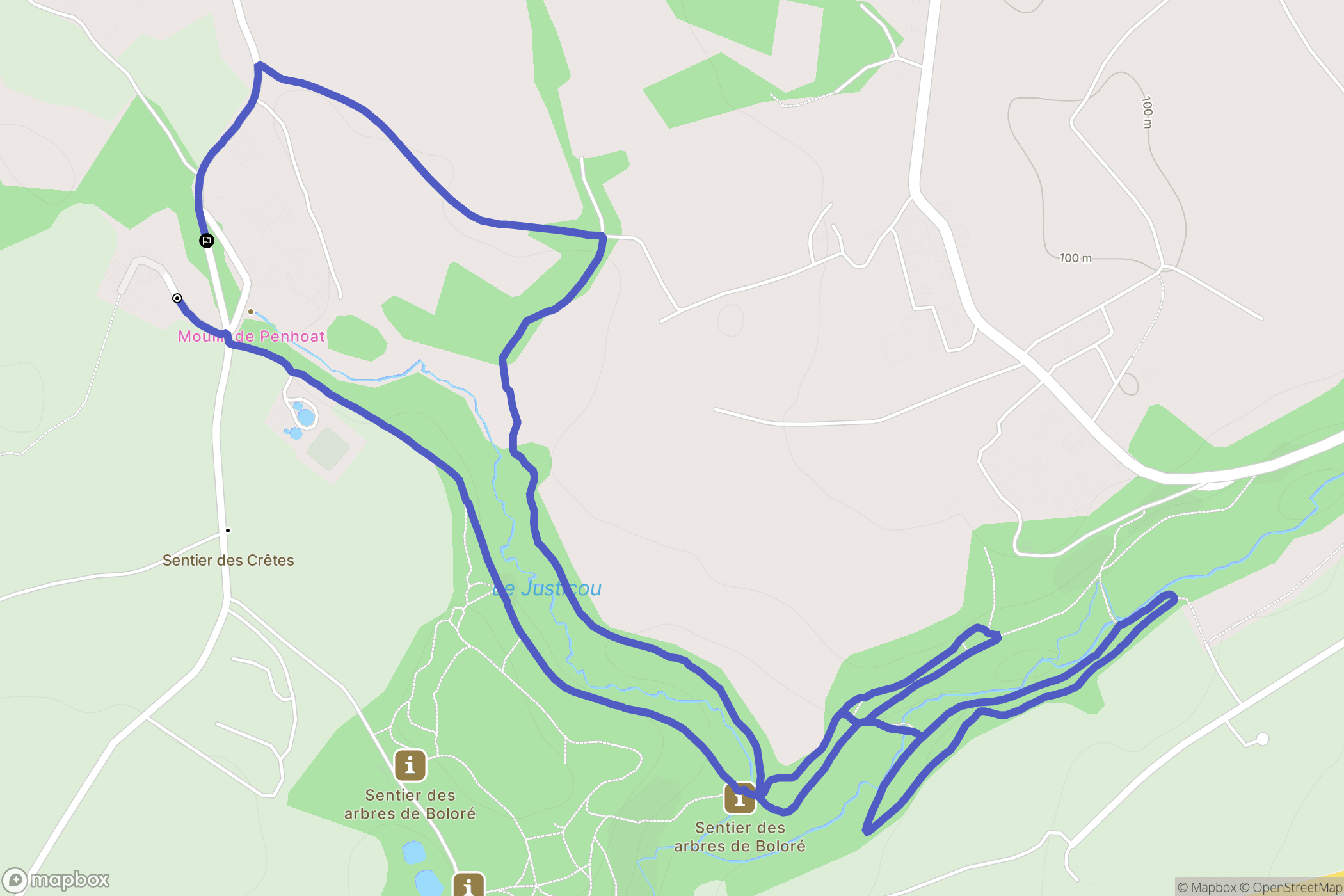 Plouédern : carte du parcours de randonnée - France