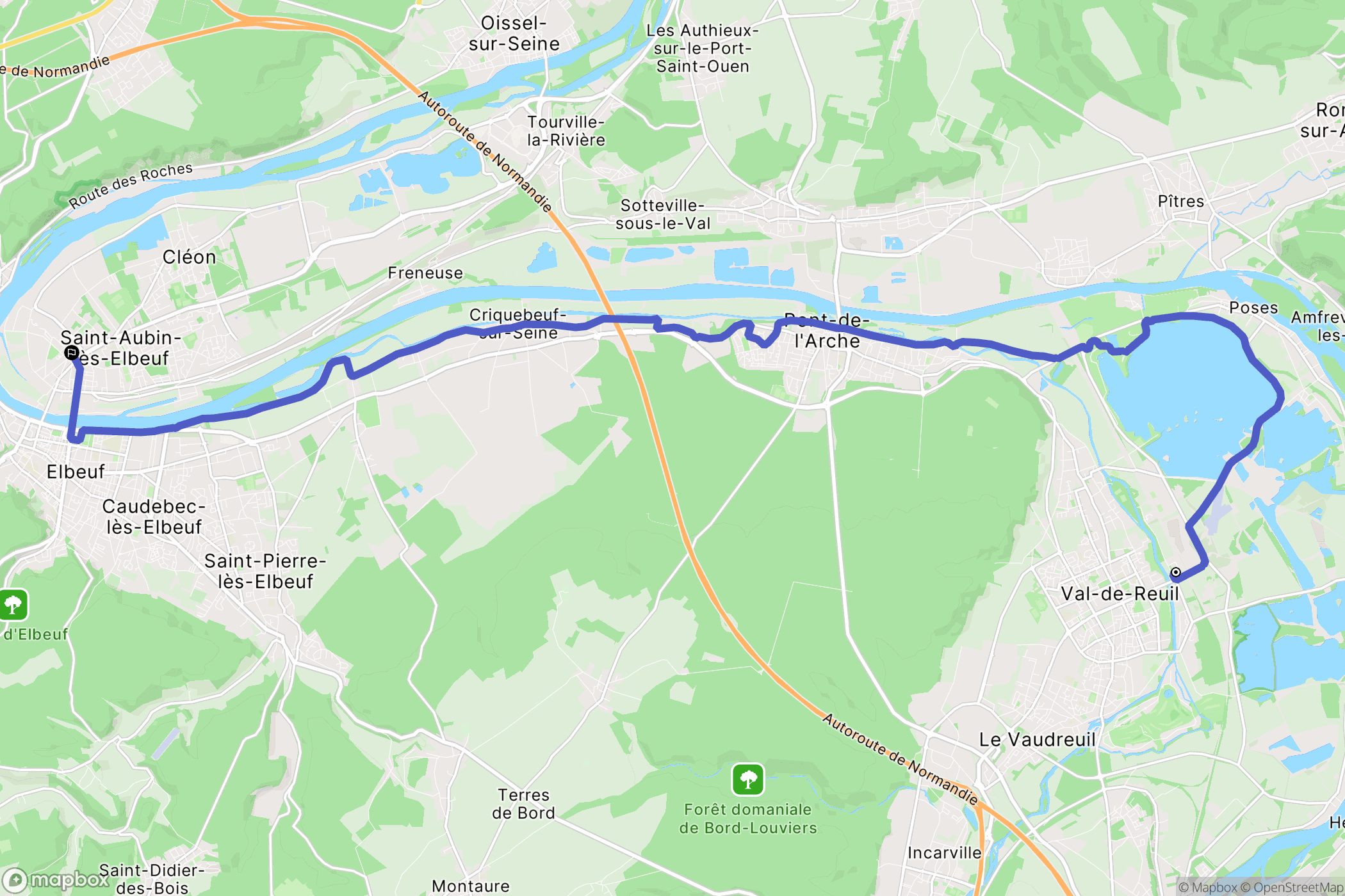 Val-de-Reuil : carte du parcours de randonnée - France