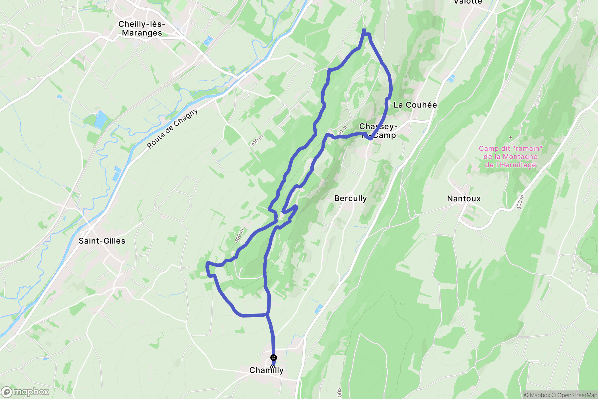 Chamilly : carte du parcours de randonnée - France