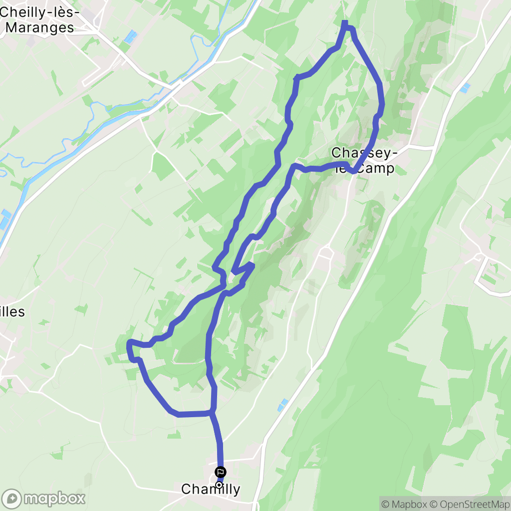 Chamilly : carte du parcours de randonnée - France