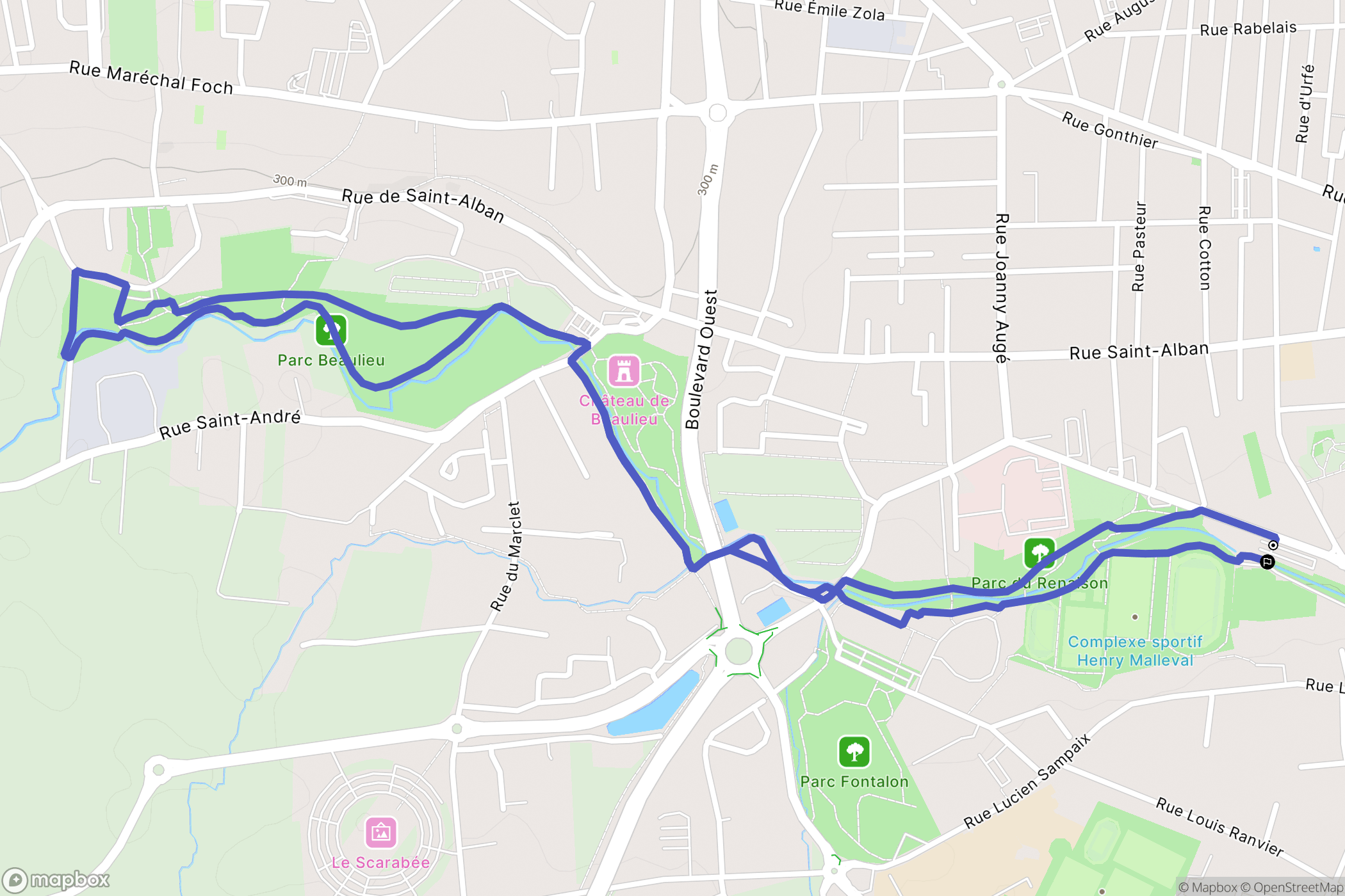 Roanne : carte du parcours de randonnée - France