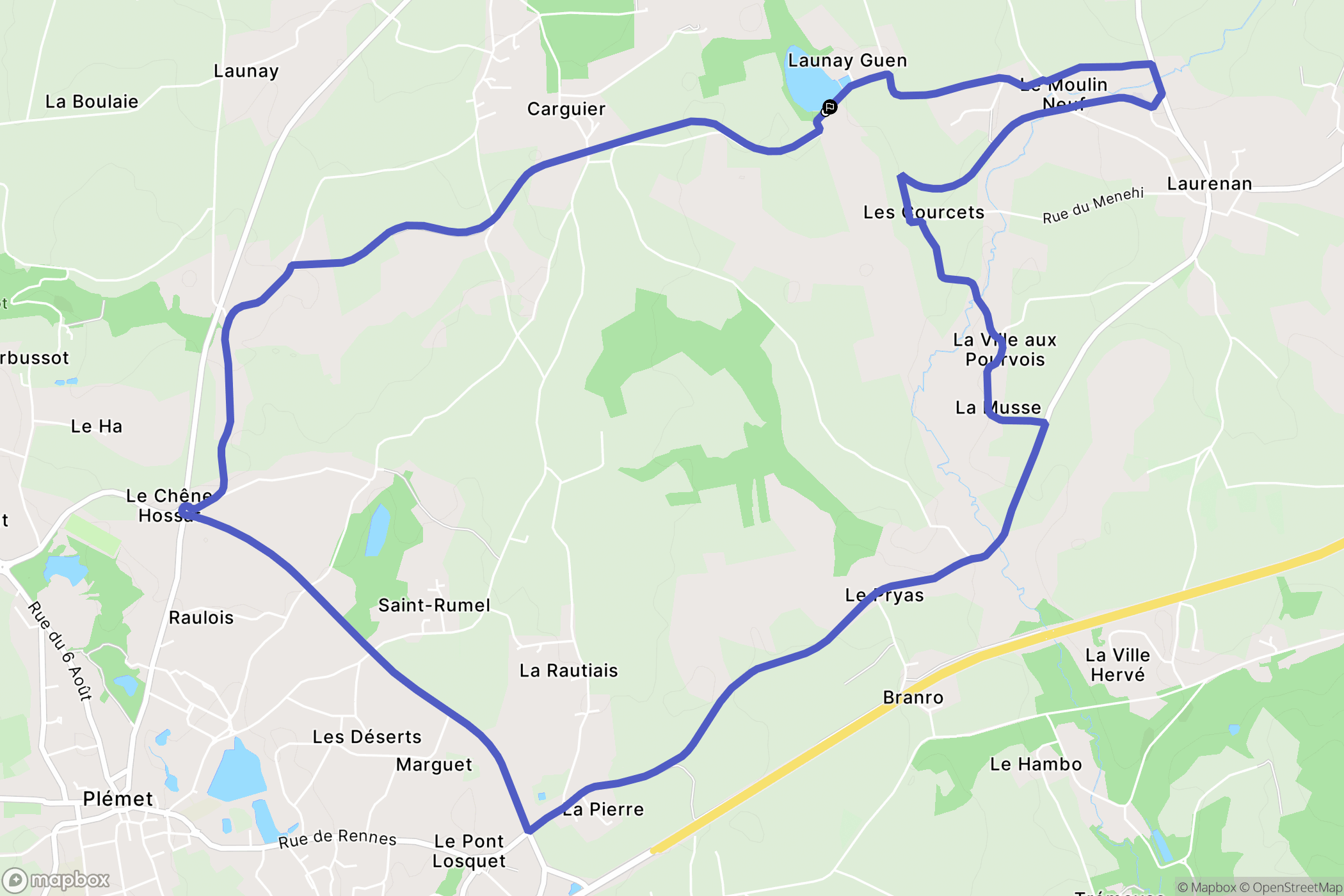 Plémet : carte du parcours de randonnée - France