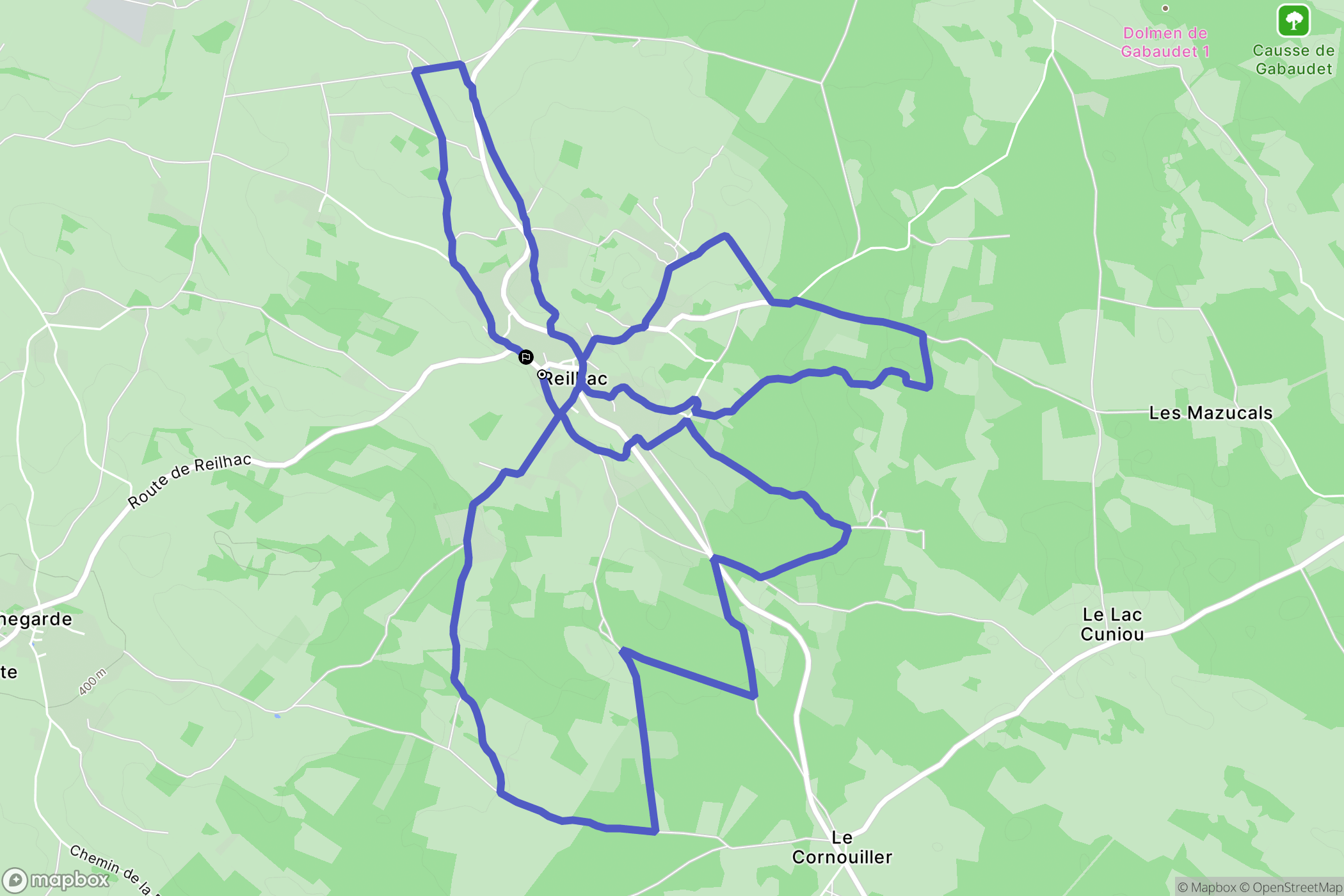 Reilhac : carte du parcours de randonnée - France