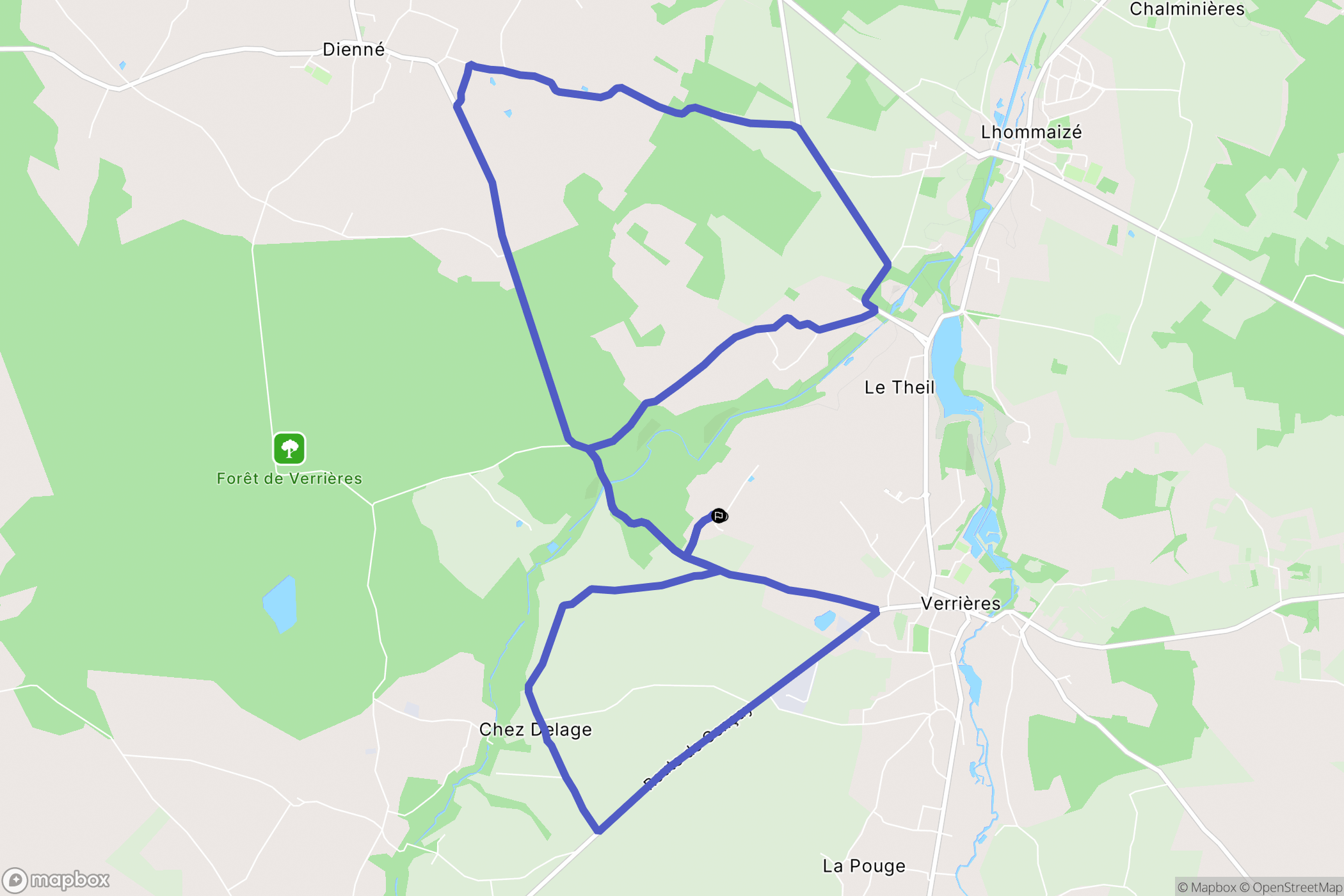 Verrières : carte du parcours de randonnée - France