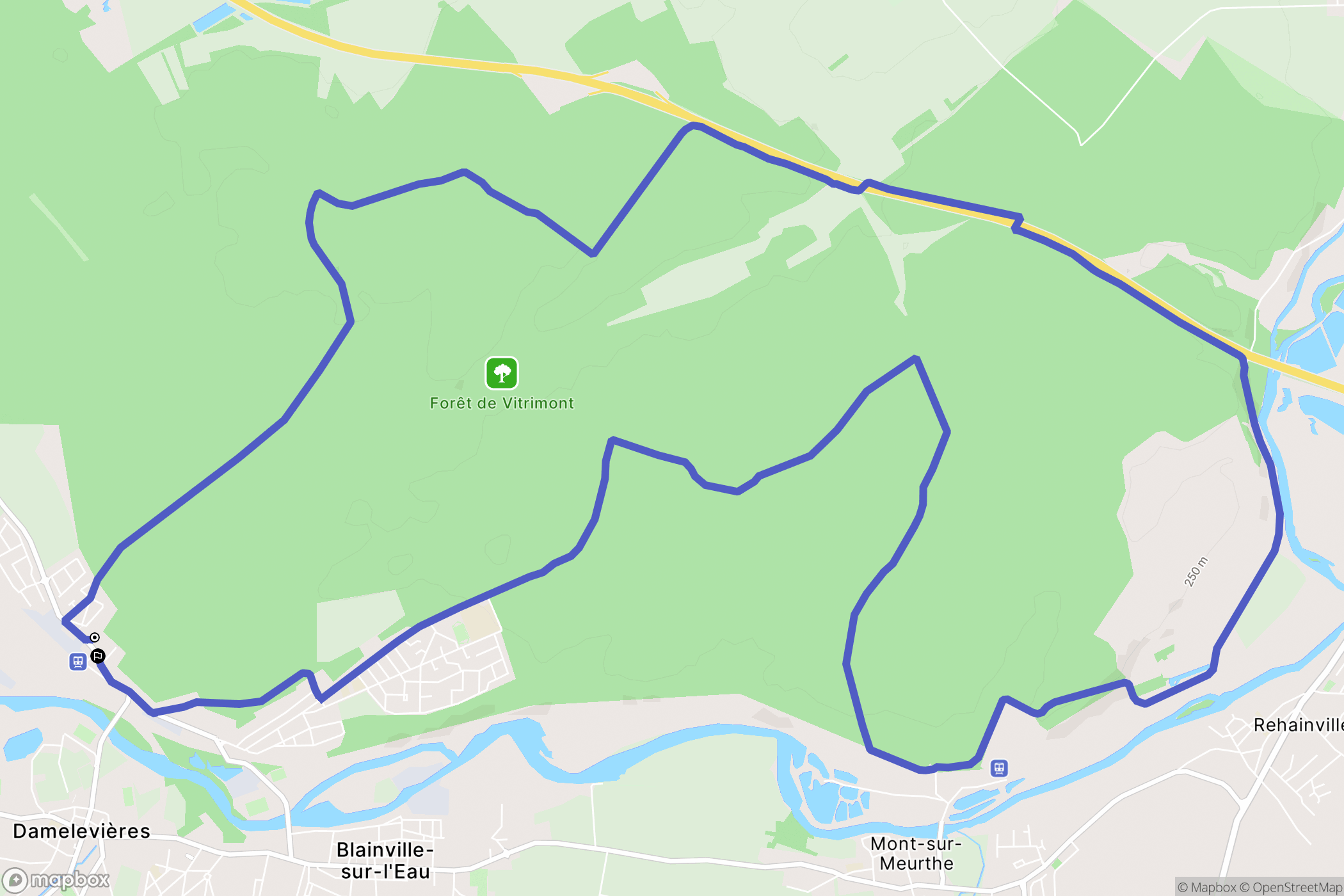 Damelevières : carte du parcours de randonnée - France