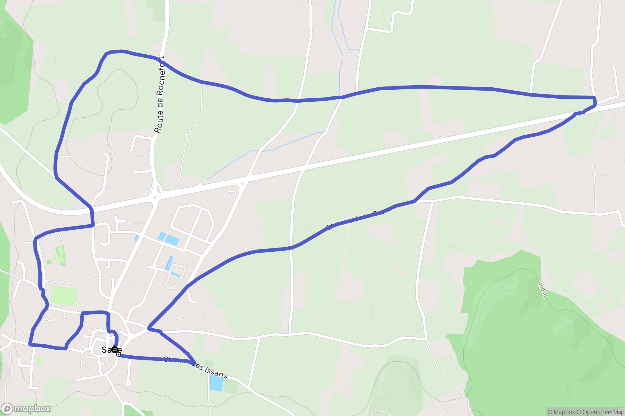Saze : carte du parcours de randonnée - France