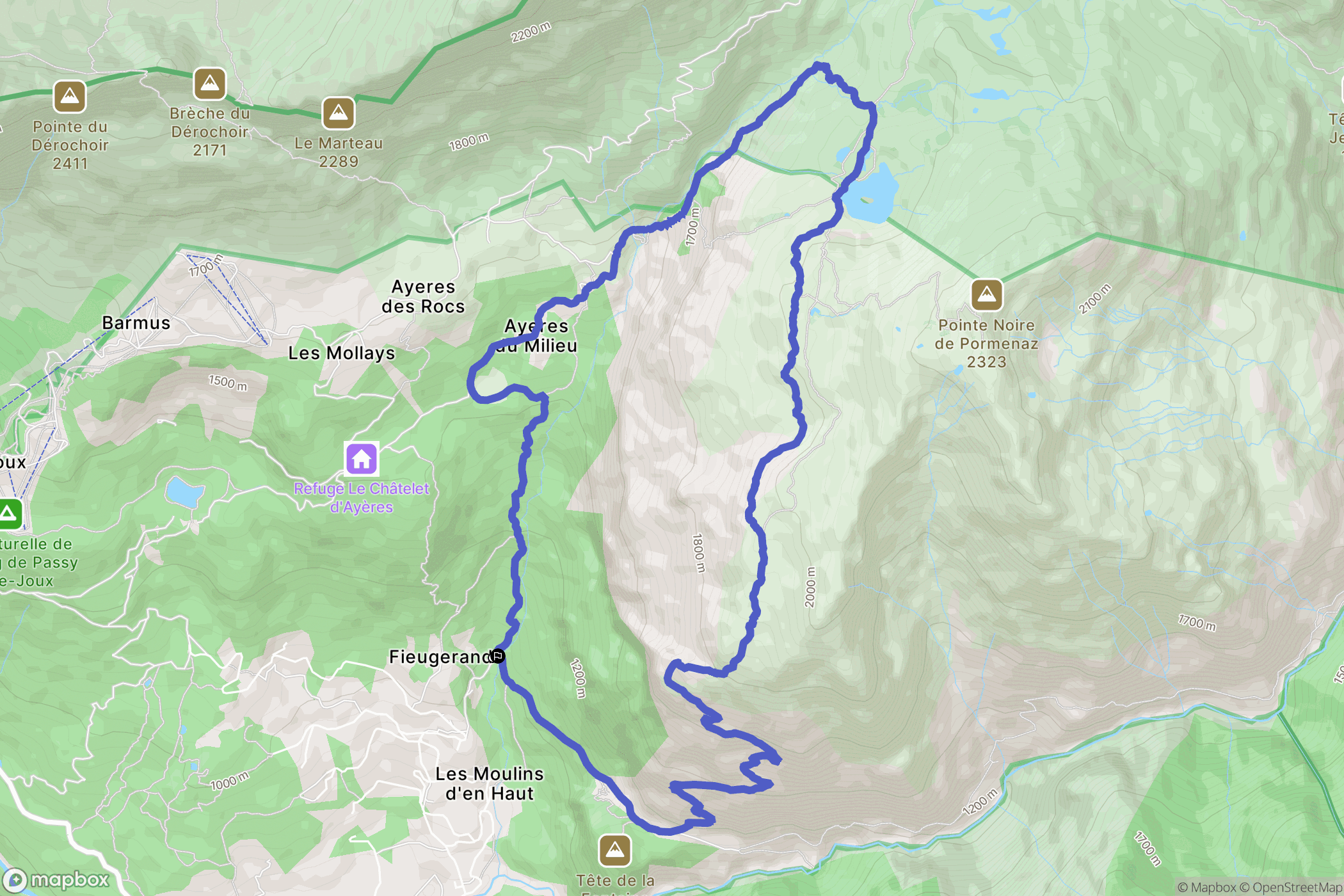 Servoz : carte du parcours de randonnée - France