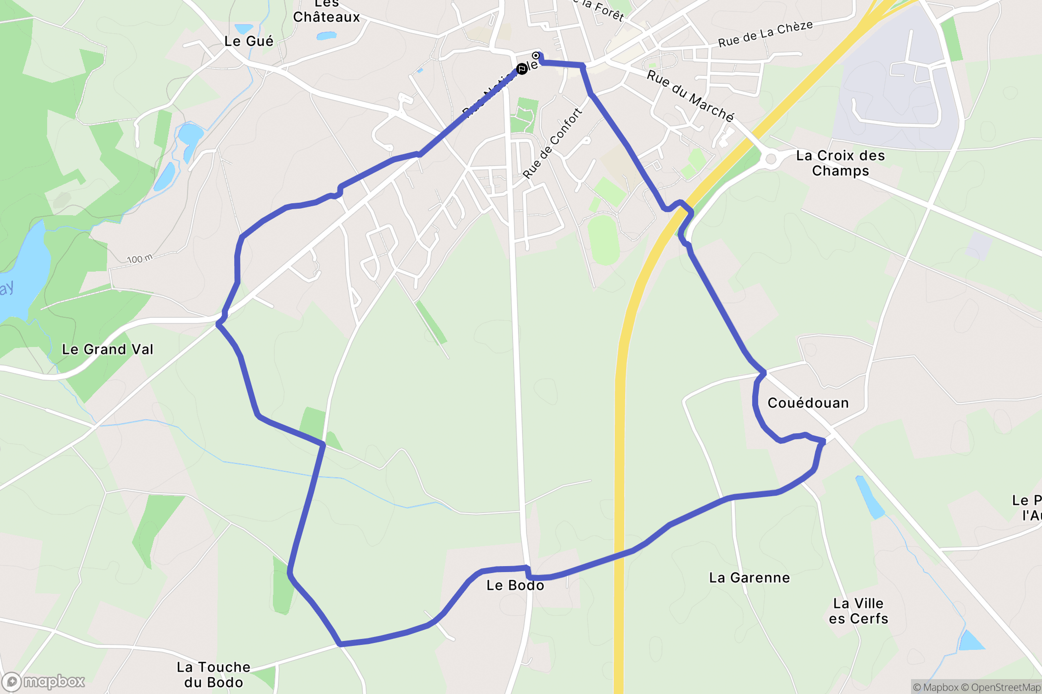 Plélan-le-Grand : carte du parcours de randonnée - France