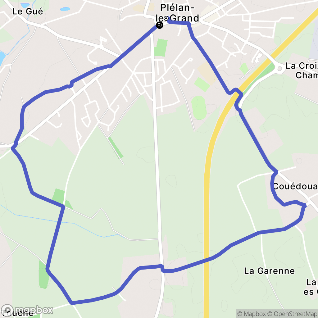 Plélan-le-Grand : carte du parcours de randonnée - France