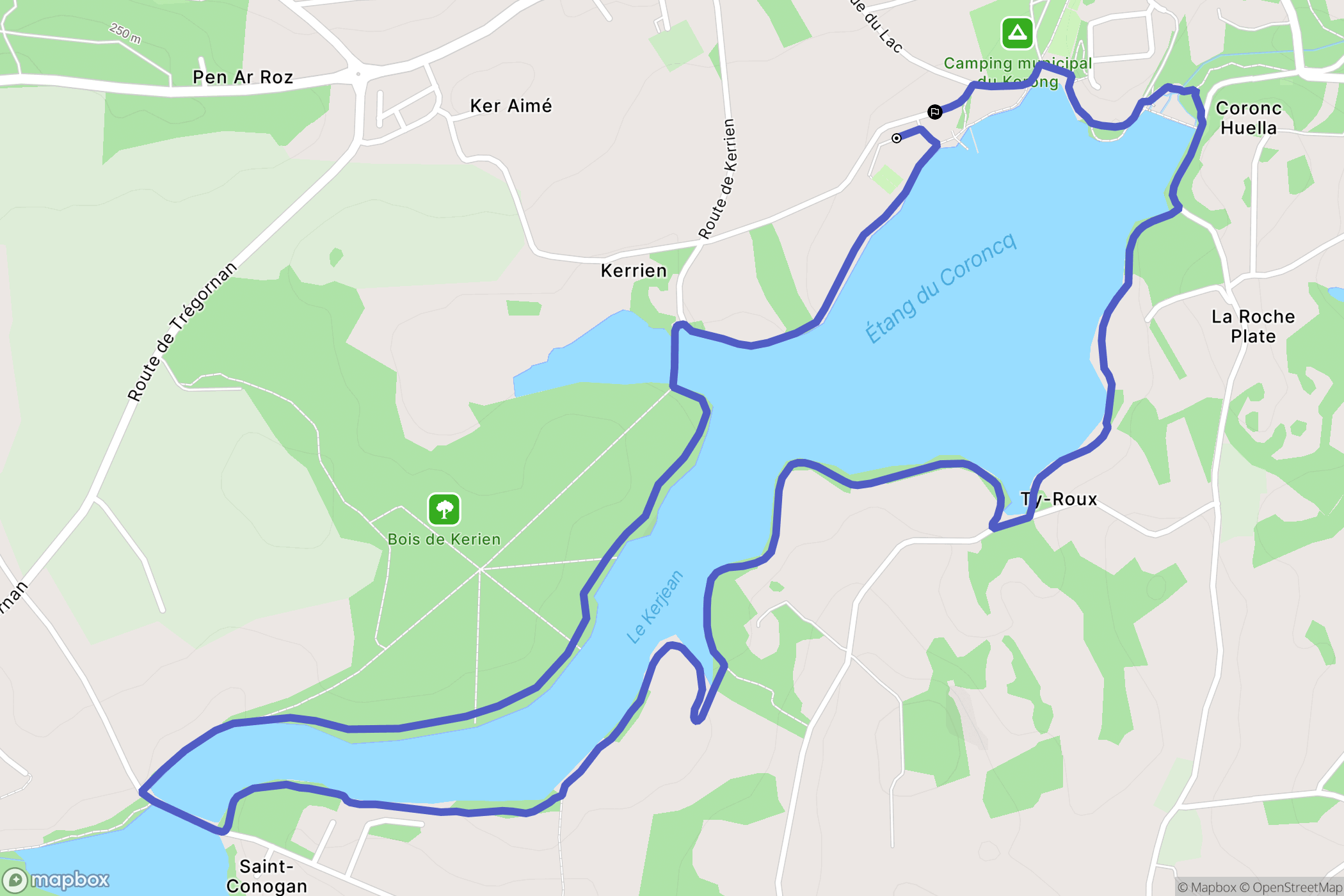 Glomel : carte du parcours de randonnée - France
