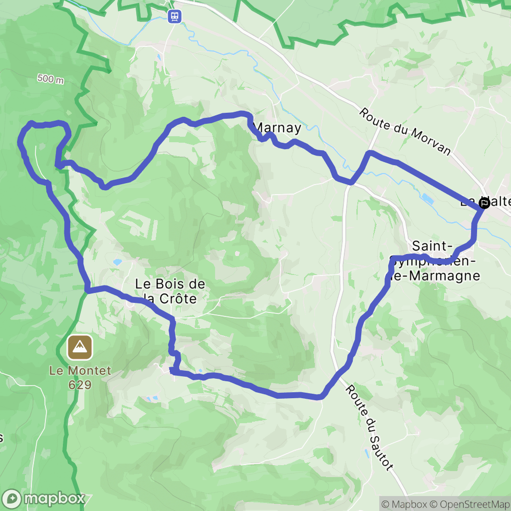 Saint-Symphorien-de-Marmagne : carte du parcours de randonnée - France