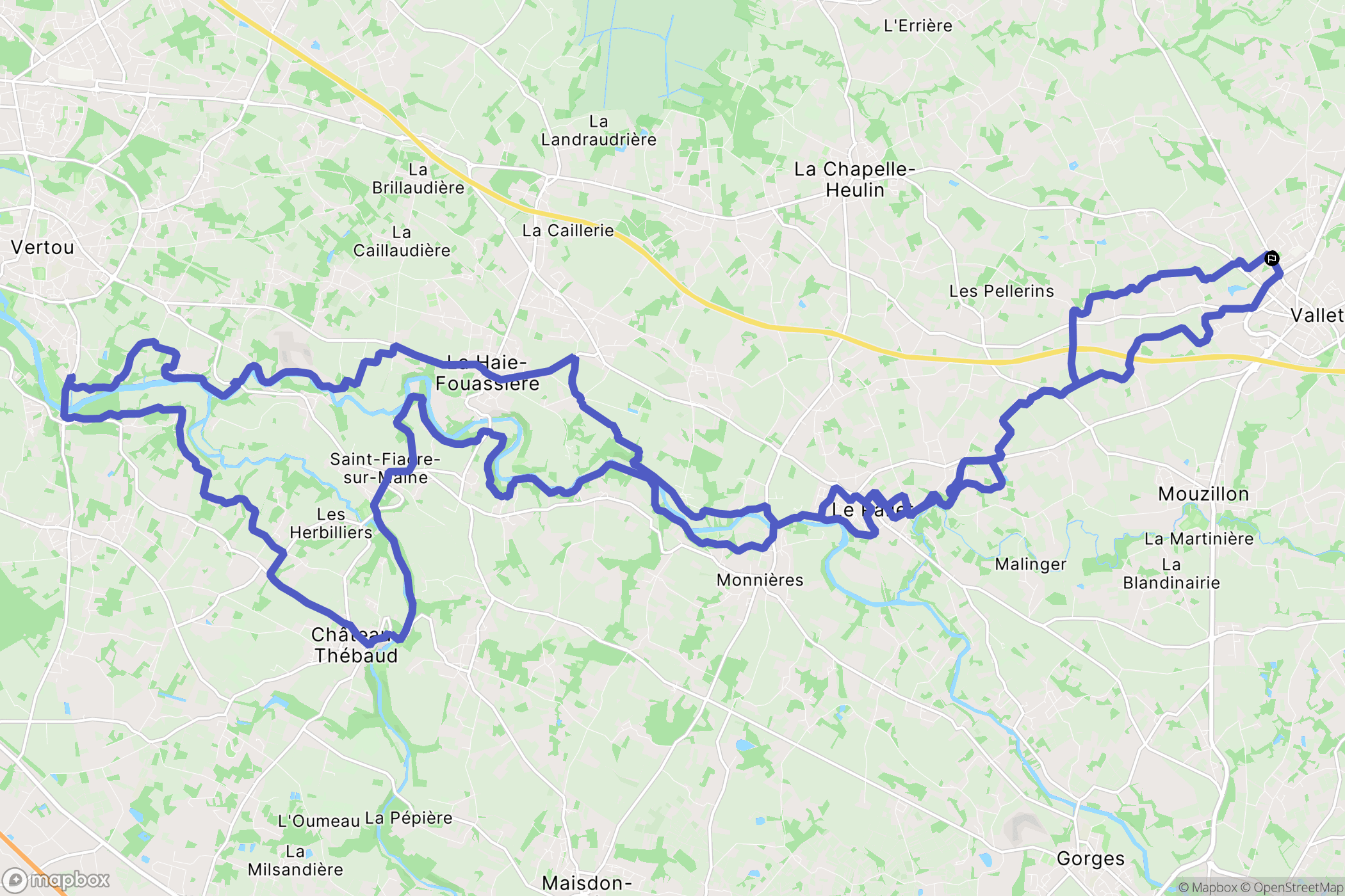 Vallet : carte du parcours de randonnée - France