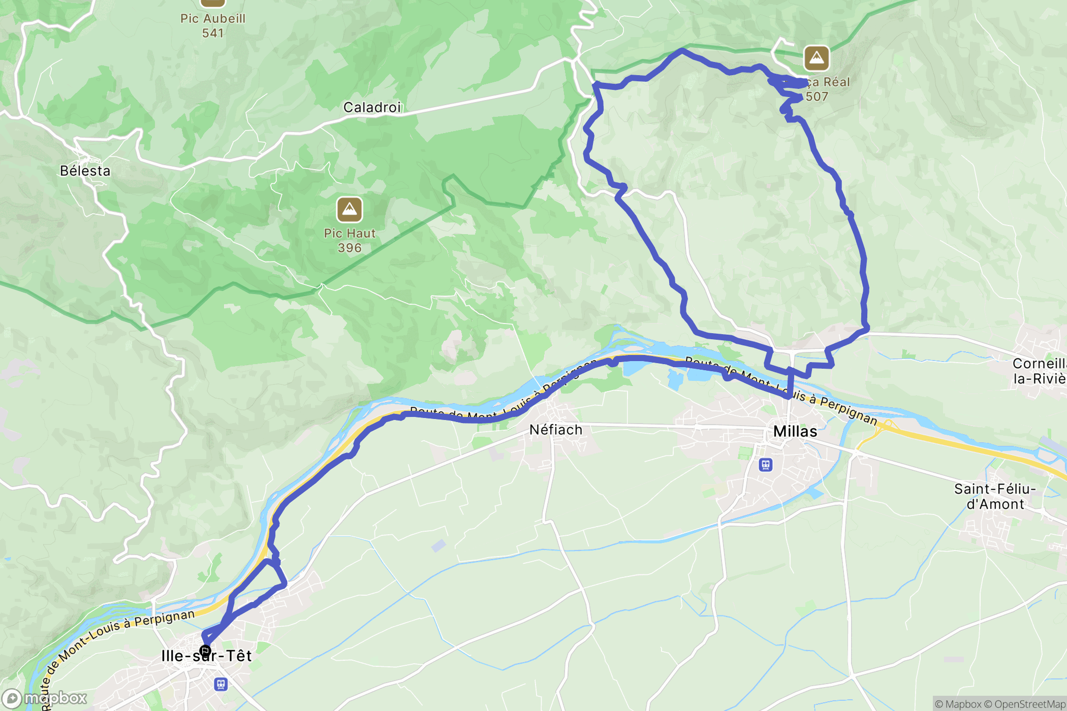 Ille-sur-Têt : carte du parcours de randonnée - France