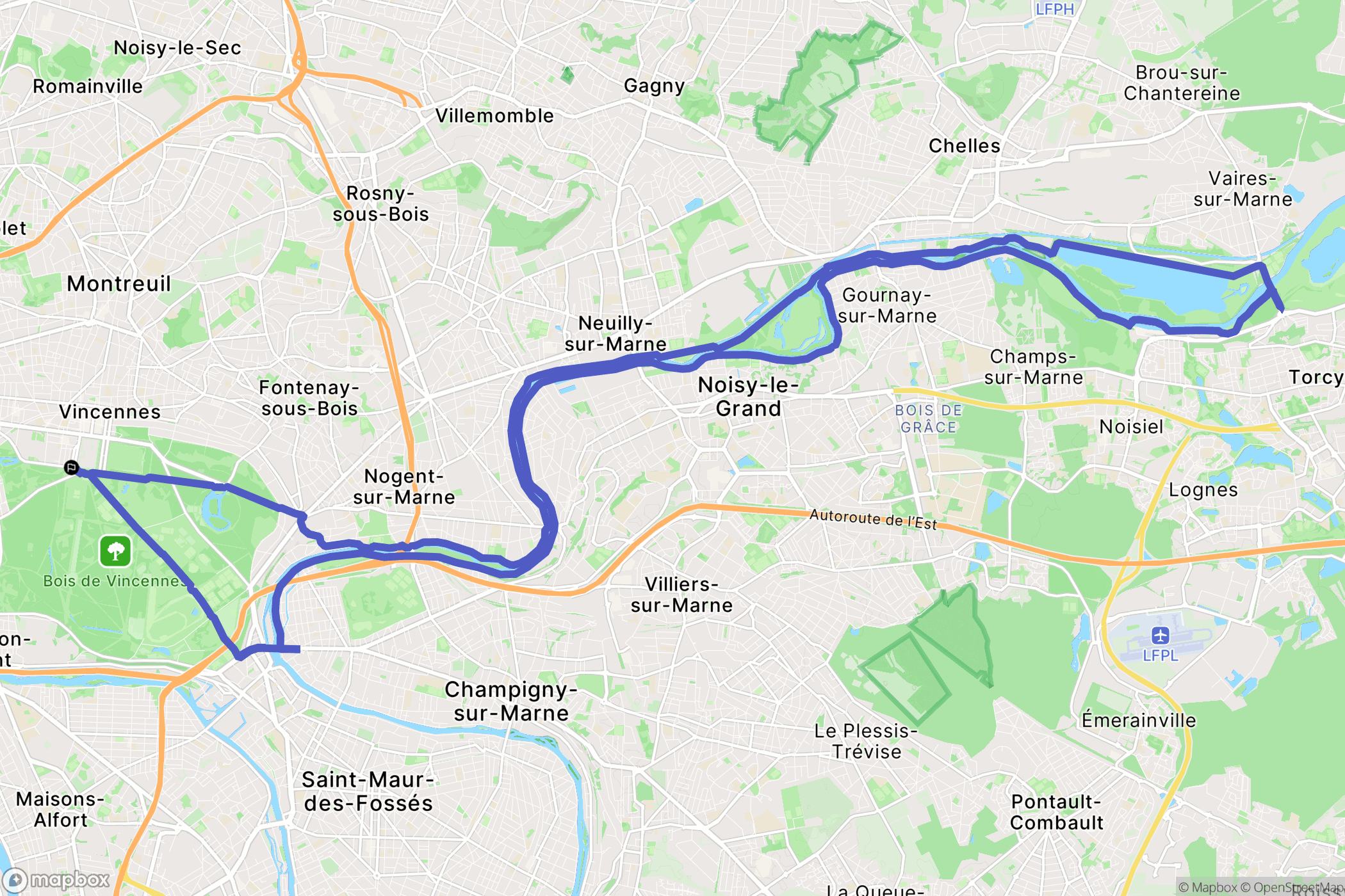 Vincennes : carte du parcours de randonnée - France