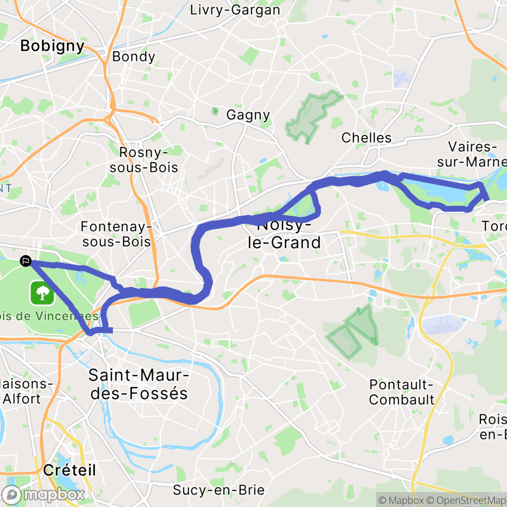 Vincennes : carte du parcours de randonnée - France