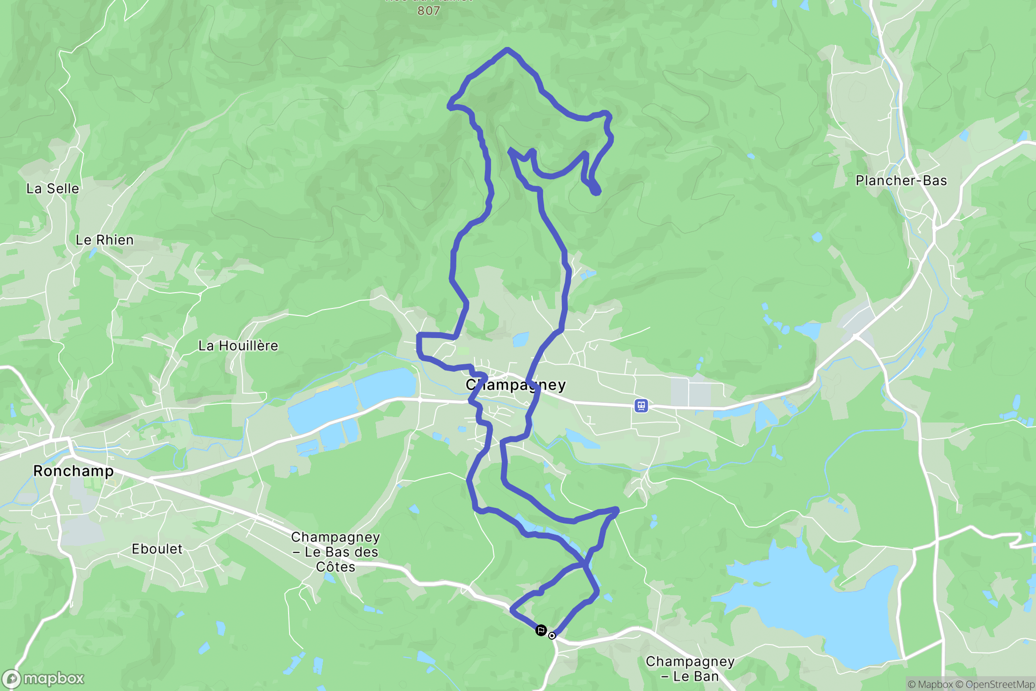 Champagney : carte du parcours de randonnée - France