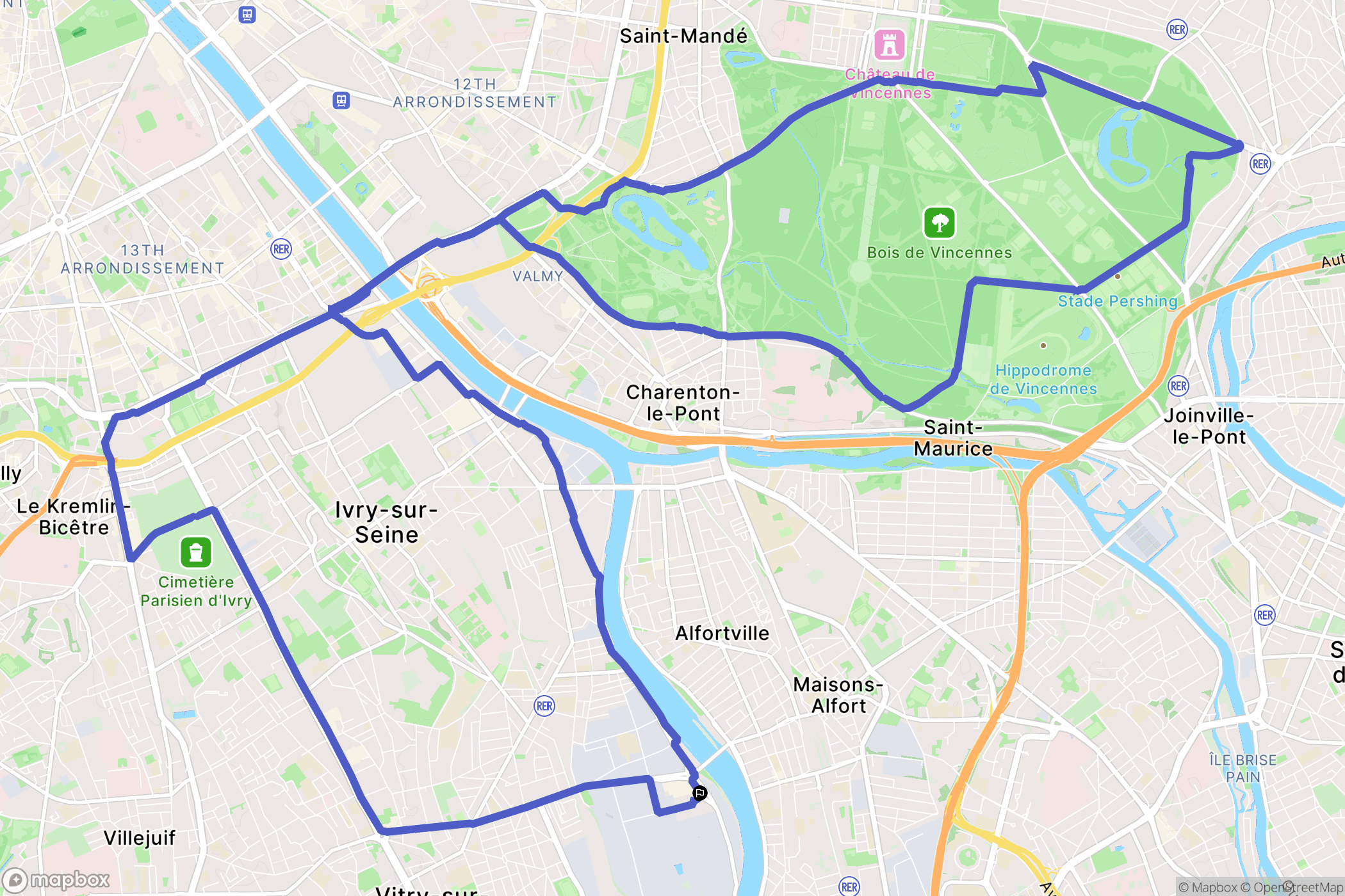 Vitry-sur-Seine : carte du parcours de randonnée - France