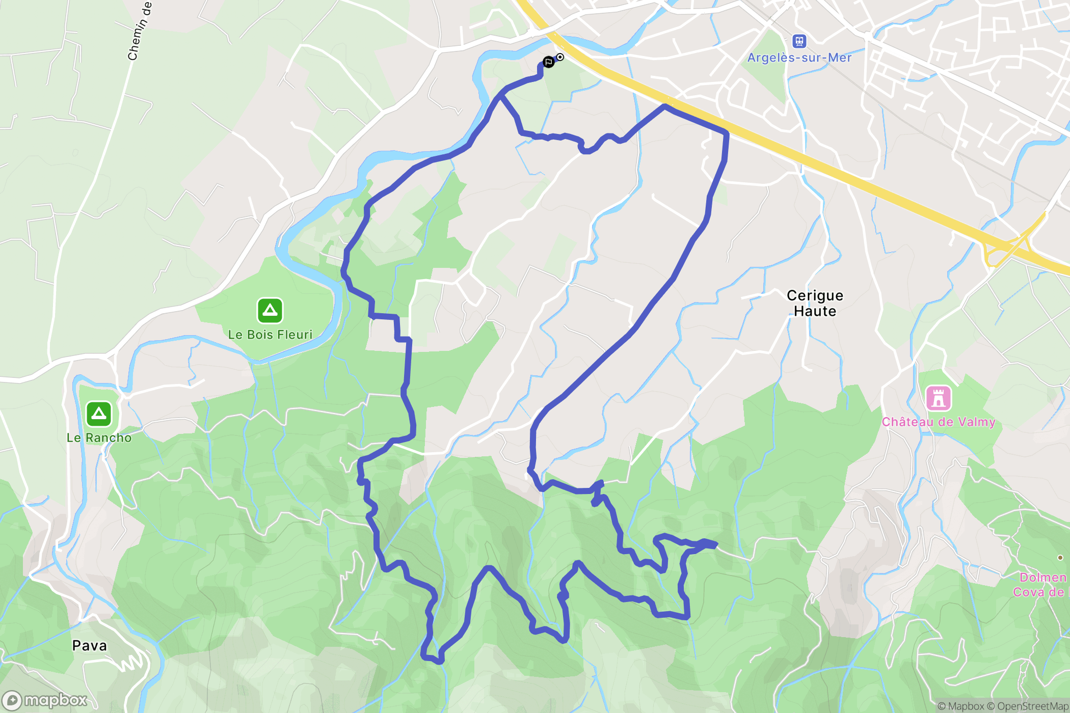 Argelès-sur-Mer : carte du parcours de randonnée - France