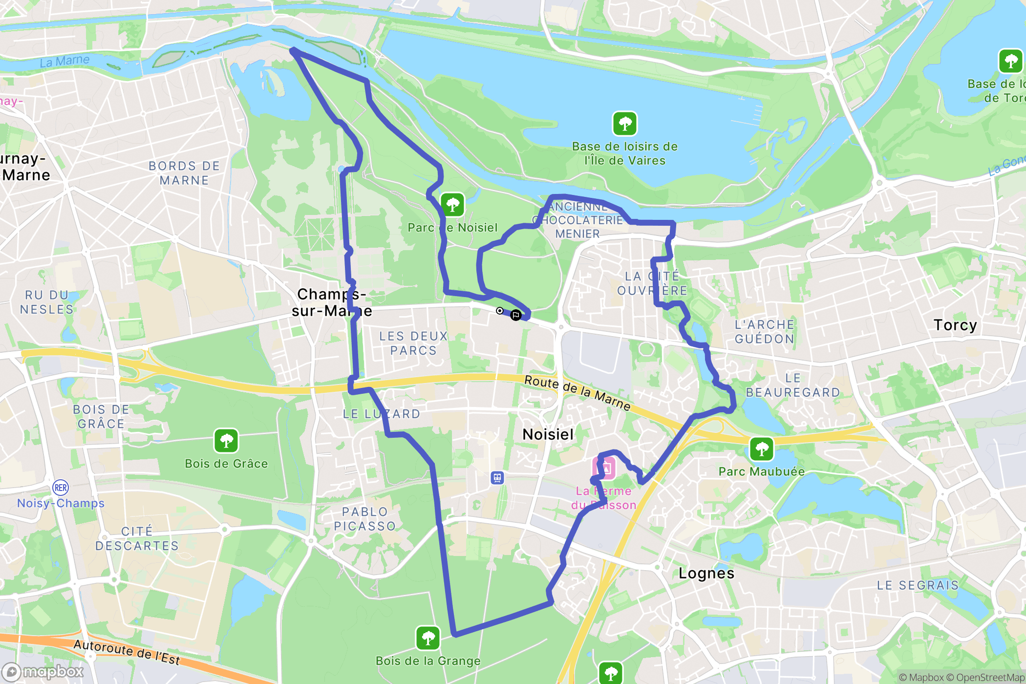 Noisiel : carte du parcours de randonnée - France
