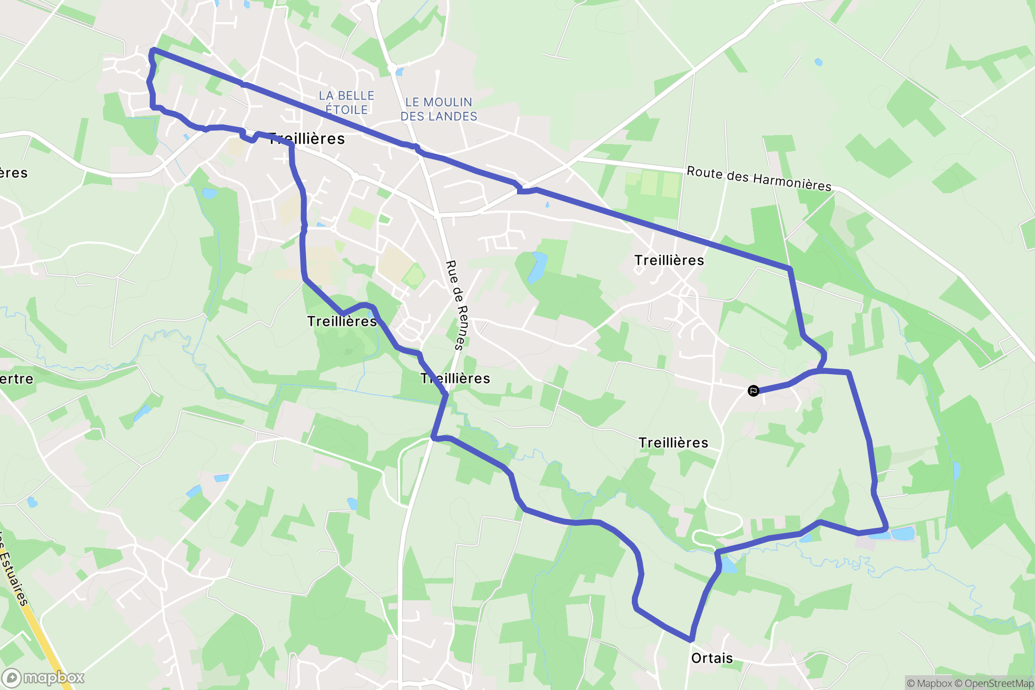 Treillières : carte du parcours de randonnée - France