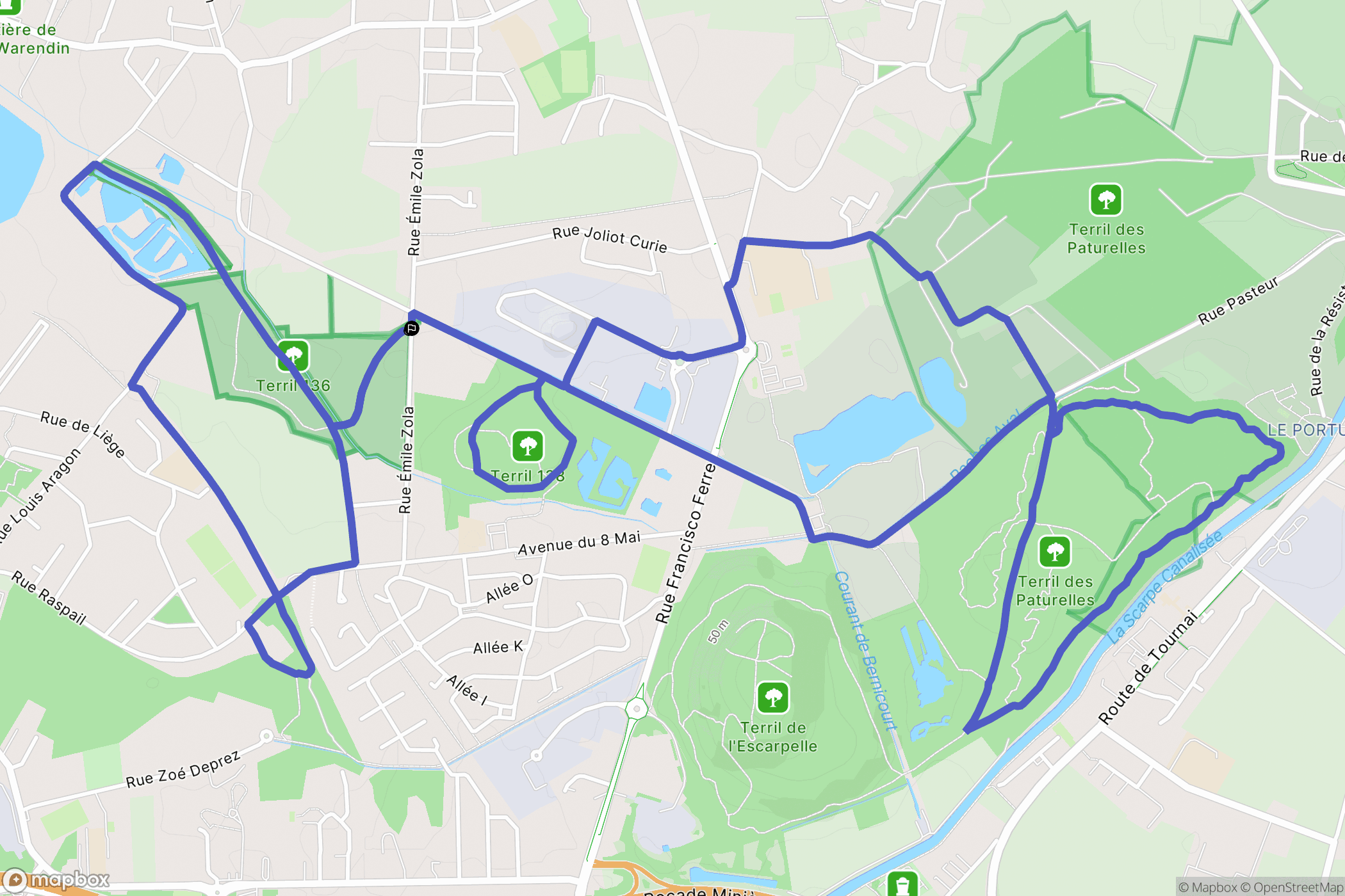 Roost-Warendin : carte du parcours de randonnée - France