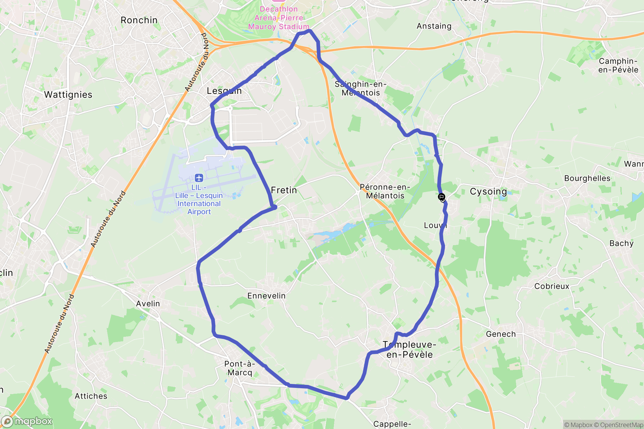 Louvil : carte du parcours de randonnée - France