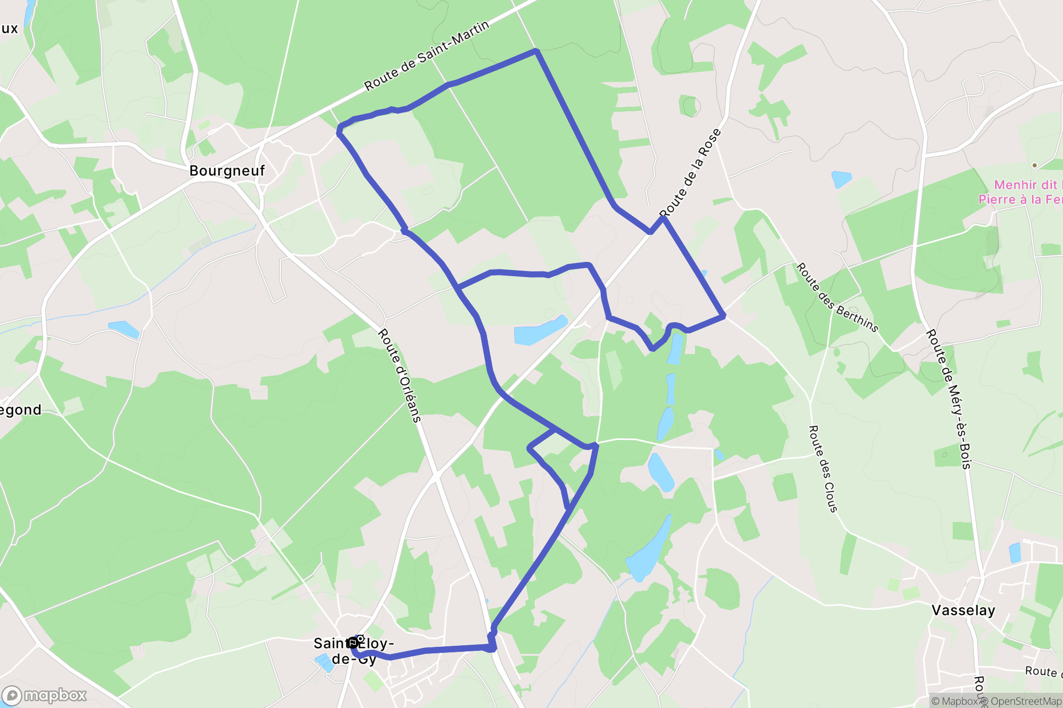 Saint-Éloy-de-Gy : carte du parcours de randonnée - France