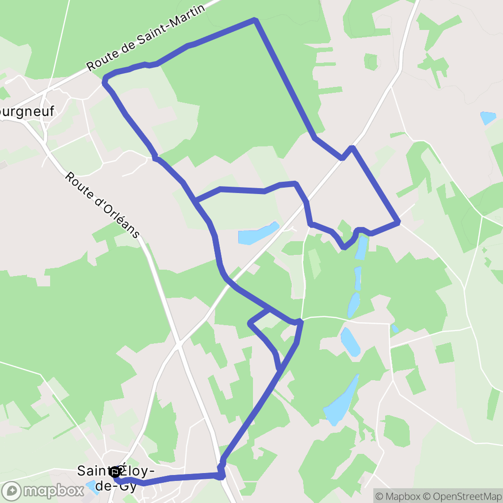 Saint-Éloy-de-Gy : carte du parcours de randonnée - France